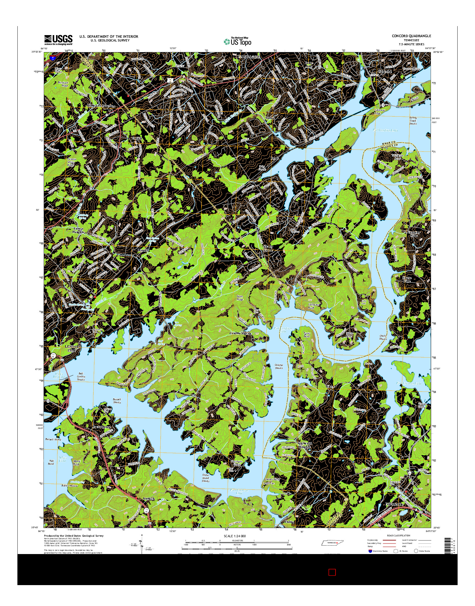 USGS US TOPO 7.5-MINUTE MAP FOR CONCORD, TN 2016