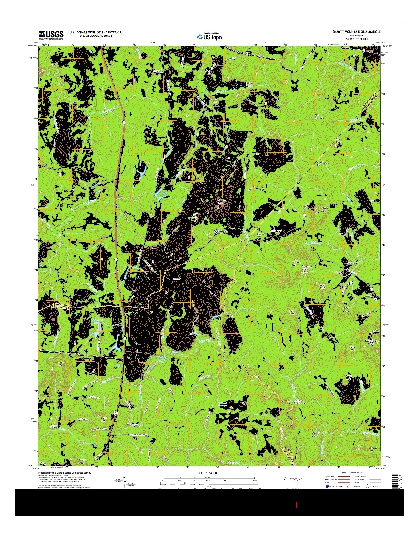 USGS US TOPO 7.5-MINUTE MAP FOR SMARTT MOUNTAIN, TN 2016