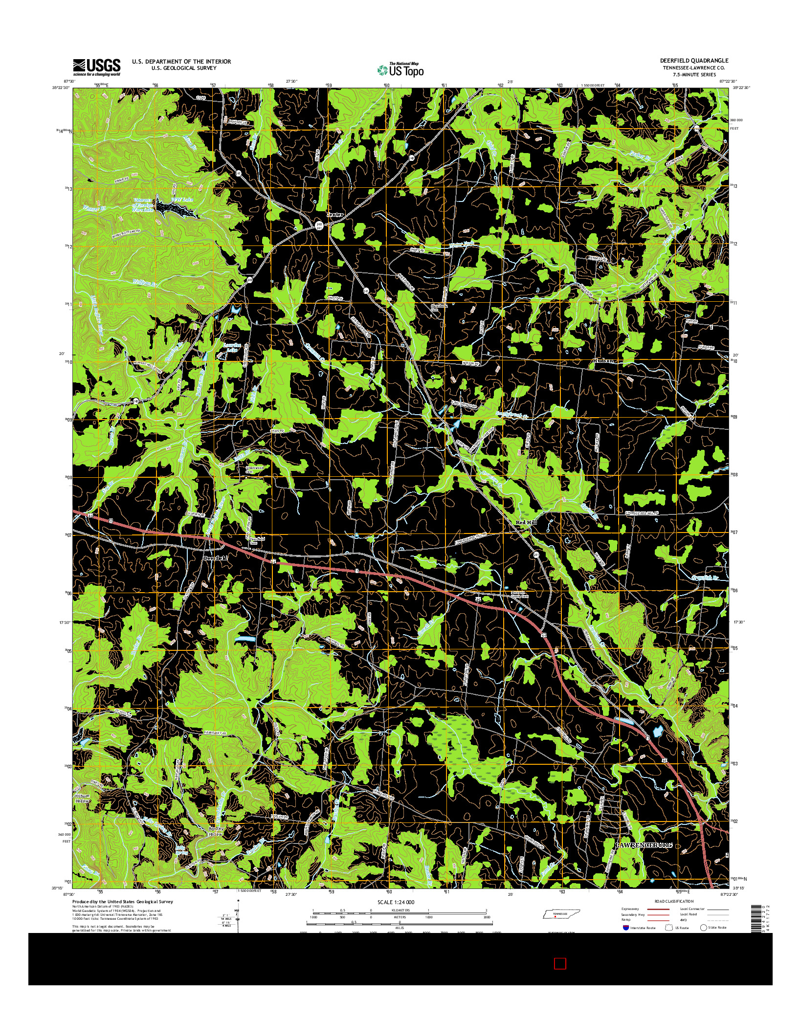 USGS US TOPO 7.5-MINUTE MAP FOR DEERFIELD, TN 2016