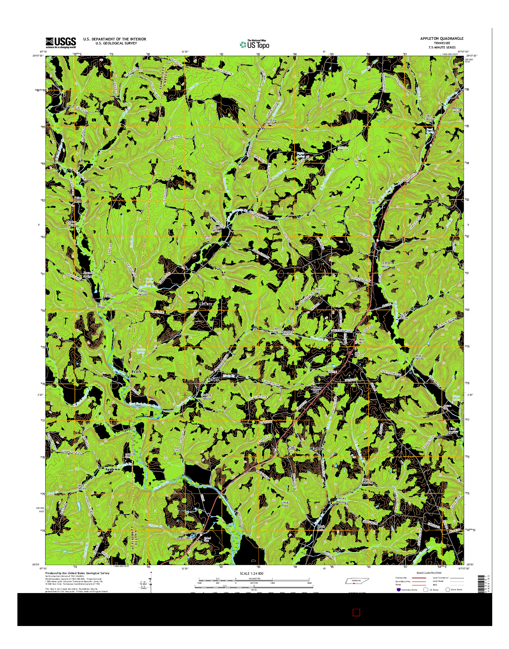 USGS US TOPO 7.5-MINUTE MAP FOR APPLETON, TN 2016