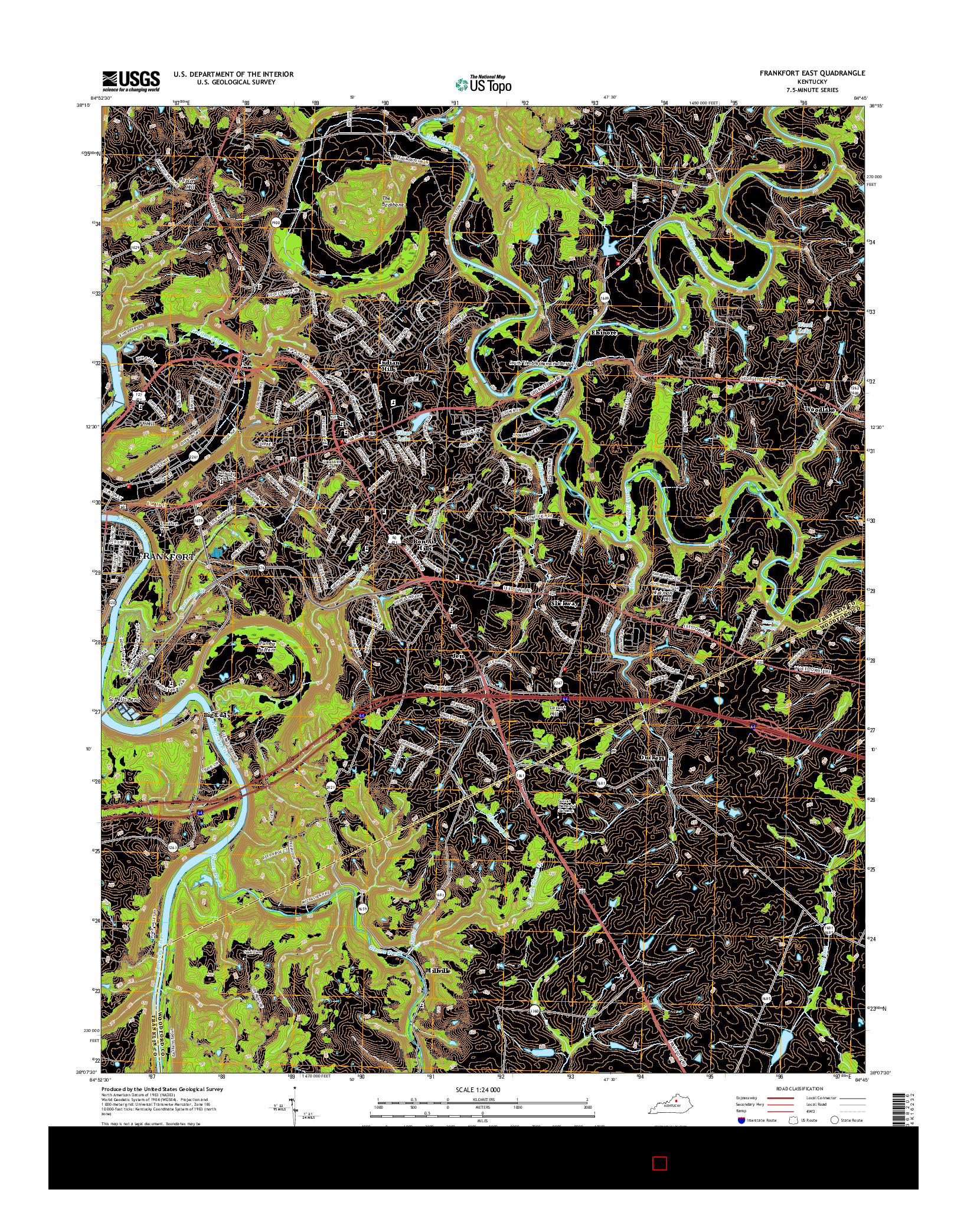 USGS US TOPO 7.5-MINUTE MAP FOR FRANKFORT EAST, KY 2016