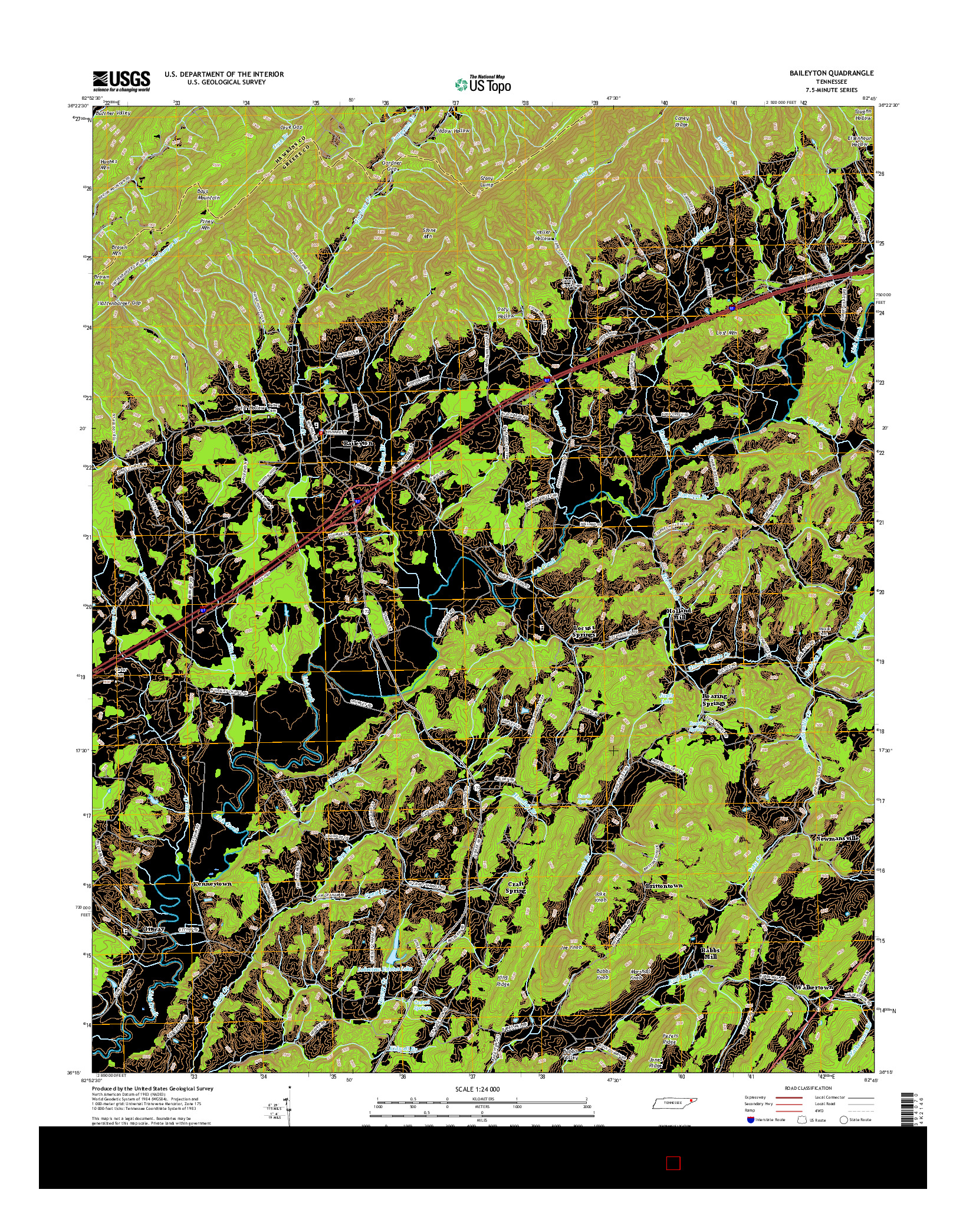 USGS US TOPO 7.5-MINUTE MAP FOR BAILEYTON, TN 2016