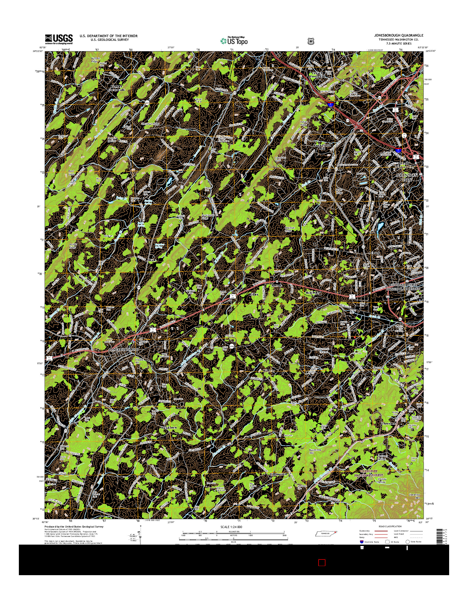 USGS US TOPO 7.5-MINUTE MAP FOR JONESBOROUGH, TN 2016