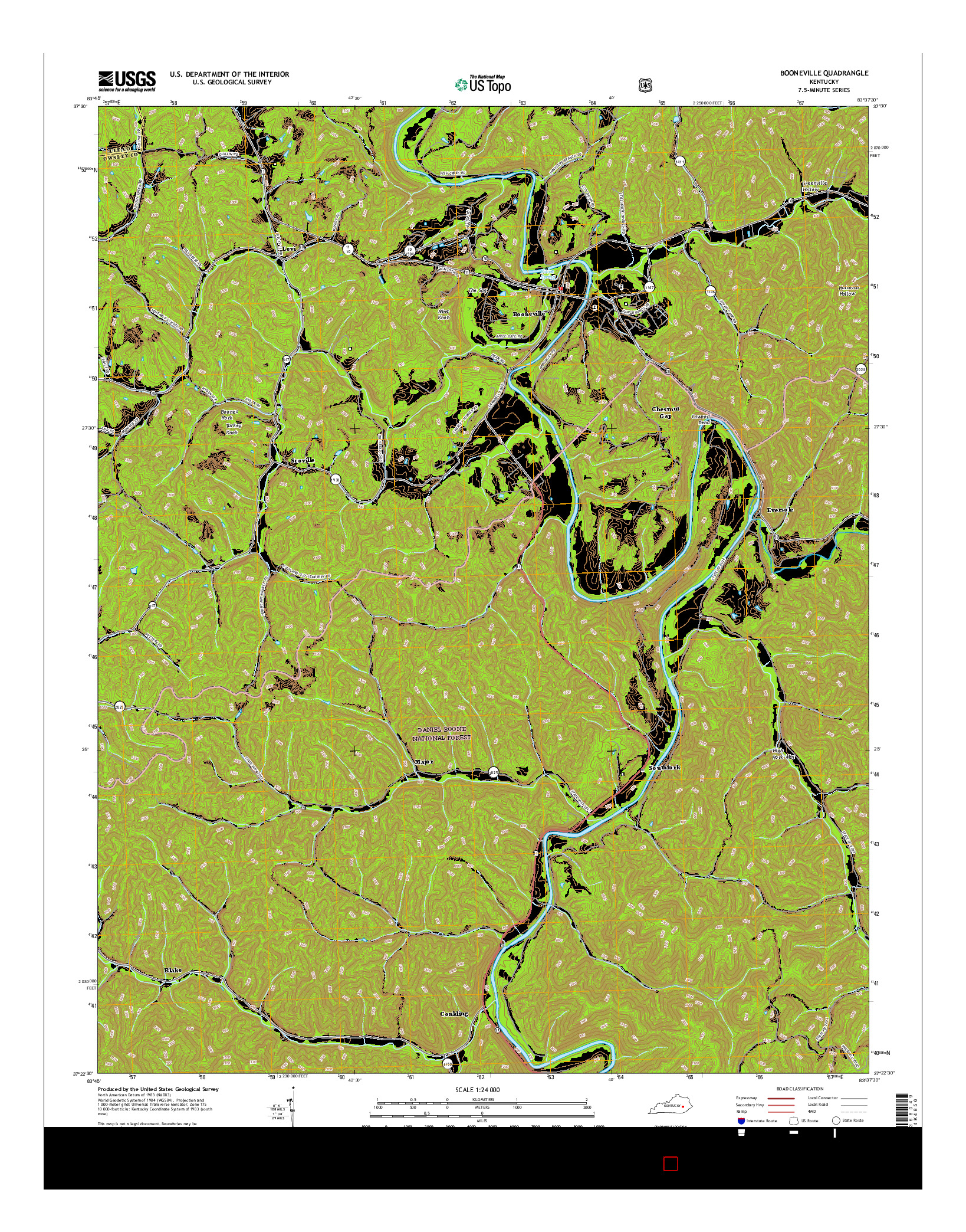 USGS US TOPO 7.5-MINUTE MAP FOR BOONEVILLE, KY 2016