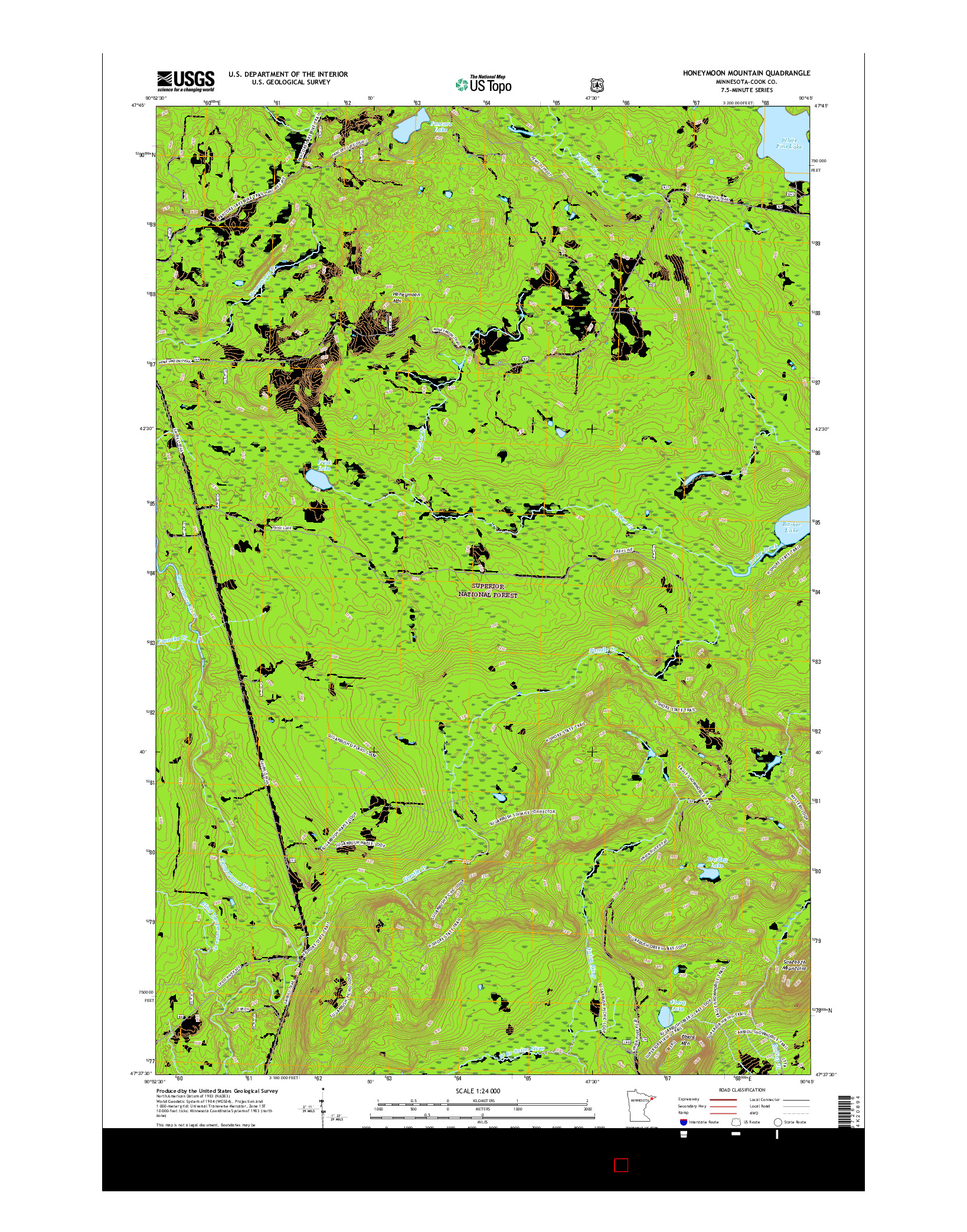USGS US TOPO 7.5-MINUTE MAP FOR HONEYMOON MOUNTAIN, MN 2016