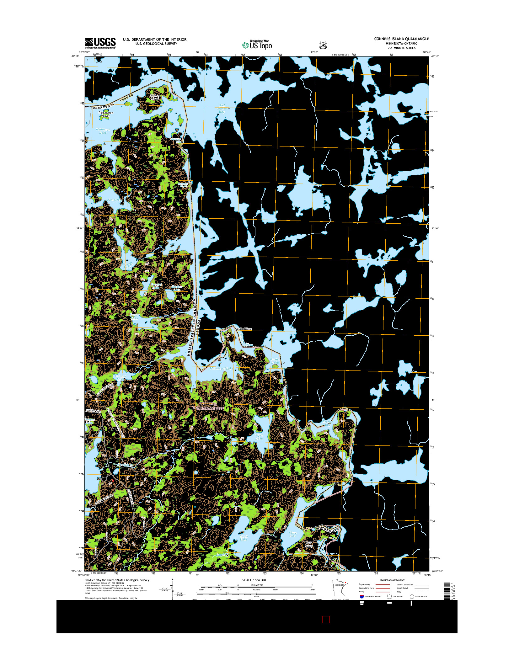 USGS US TOPO 7.5-MINUTE MAP FOR CONNERS ISLAND, MN-ON 2016