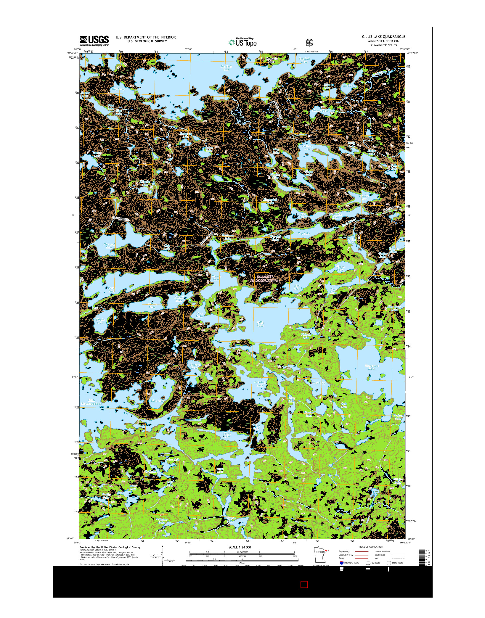 USGS US TOPO 7.5-MINUTE MAP FOR GILLIS LAKE, MN 2016