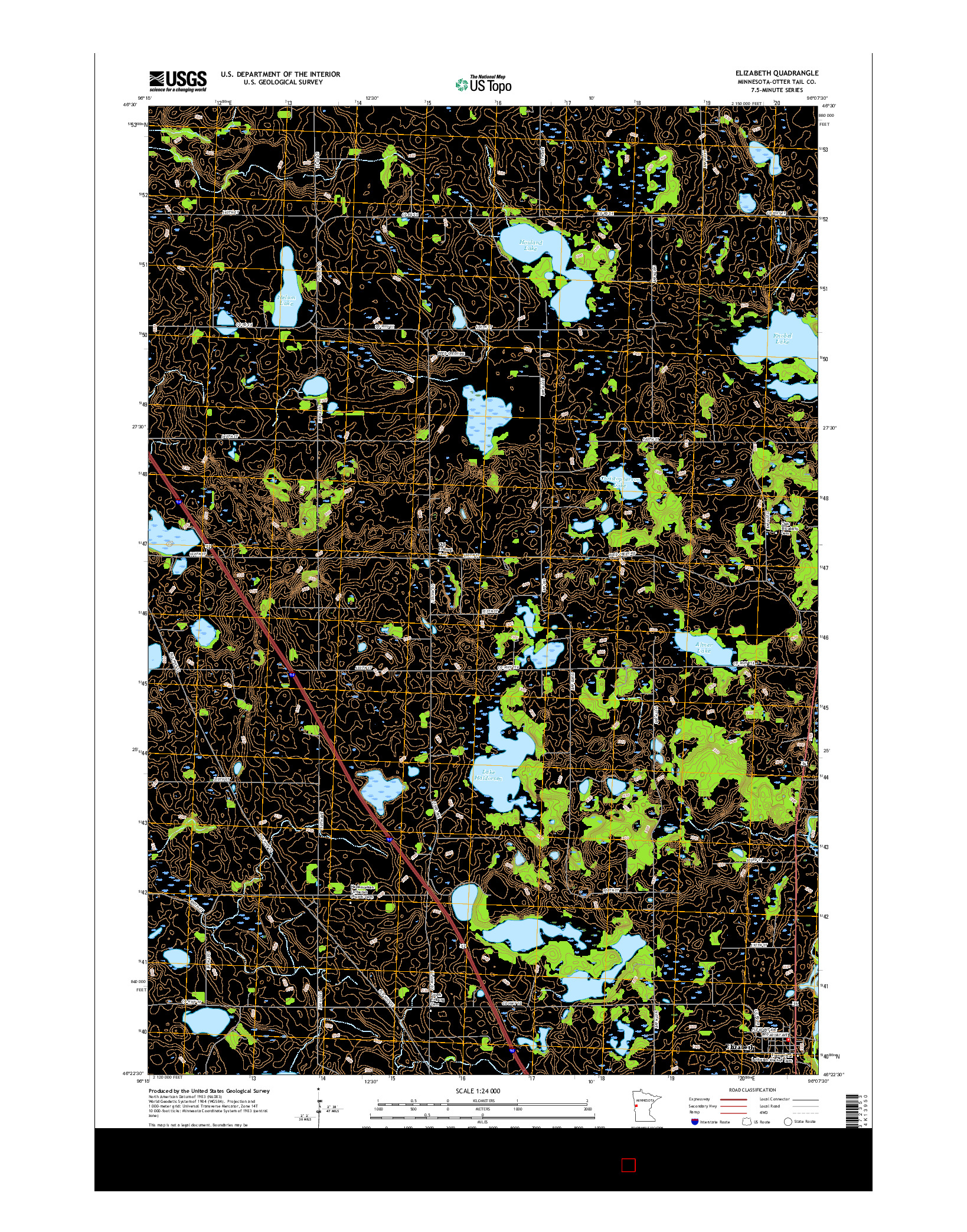 USGS US TOPO 7.5-MINUTE MAP FOR ELIZABETH, MN 2016