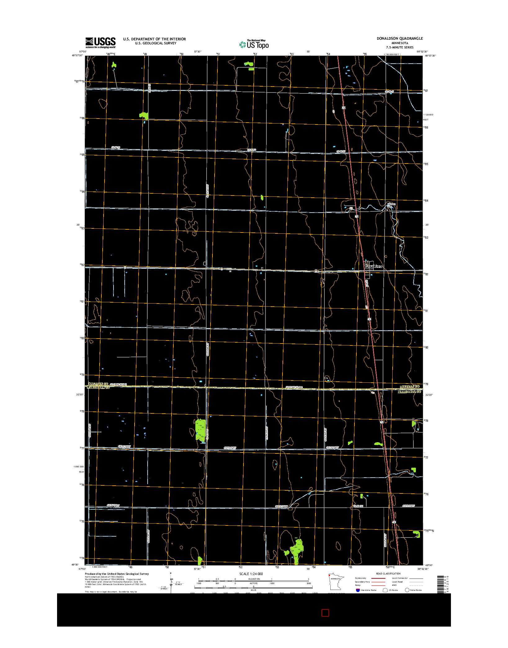 USGS US TOPO 7.5-MINUTE MAP FOR DONALDSON, MN 2016