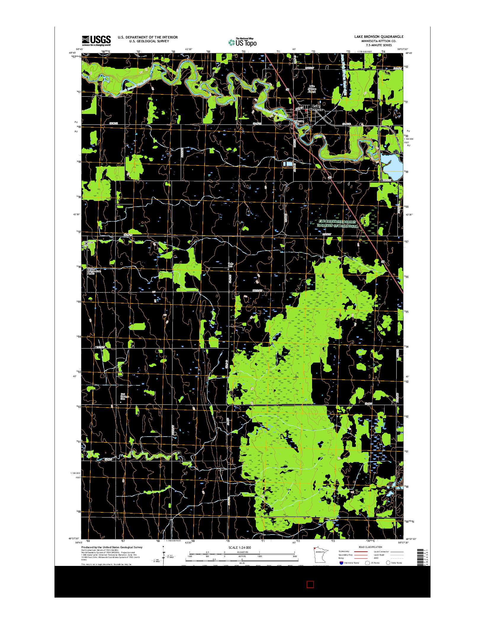 USGS US TOPO 7.5-MINUTE MAP FOR LAKE BRONSON, MN 2016