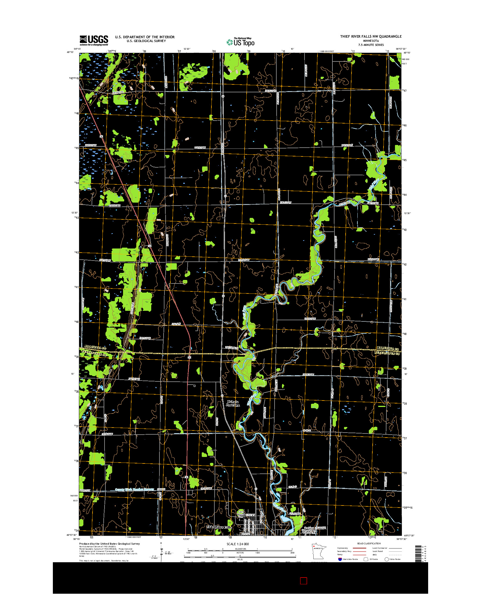 USGS US TOPO 7.5-MINUTE MAP FOR THIEF RIVER FALLS NW, MN 2016