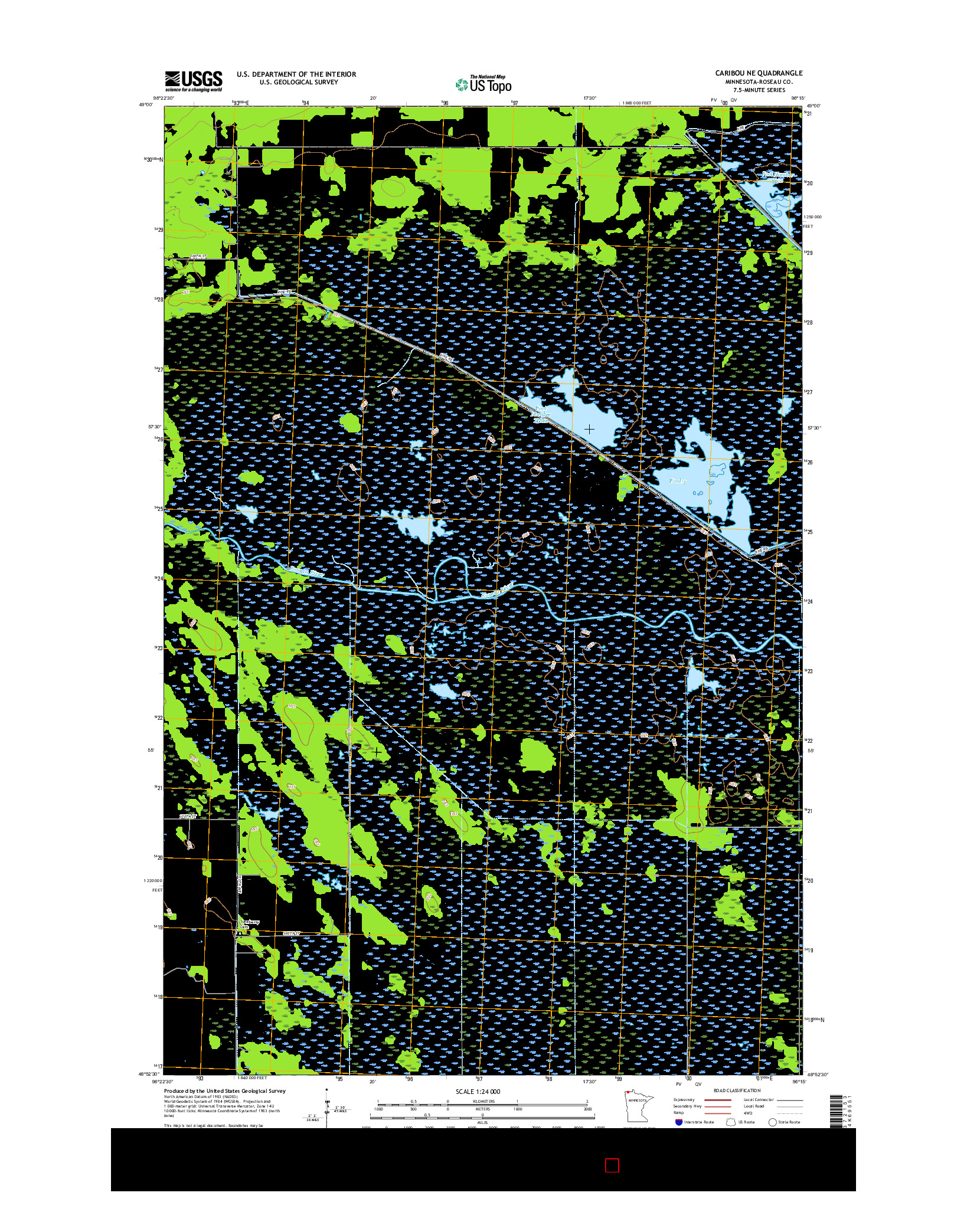 USGS US TOPO 7.5-MINUTE MAP FOR CARIBOU NE, MN 2016