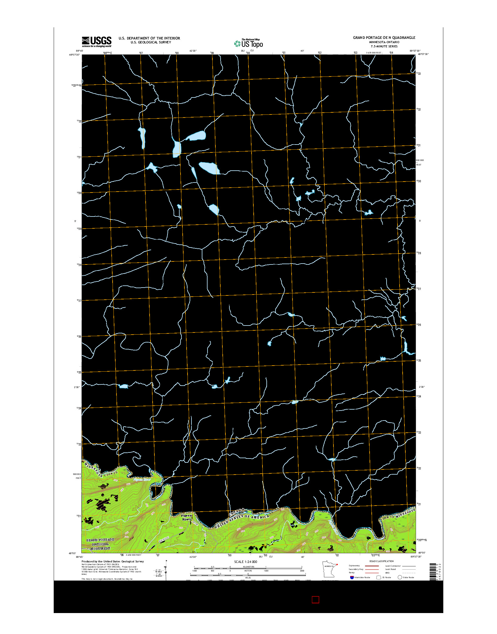 USGS US TOPO 7.5-MINUTE MAP FOR GRAND PORTAGE OE N, MN-ON 2016