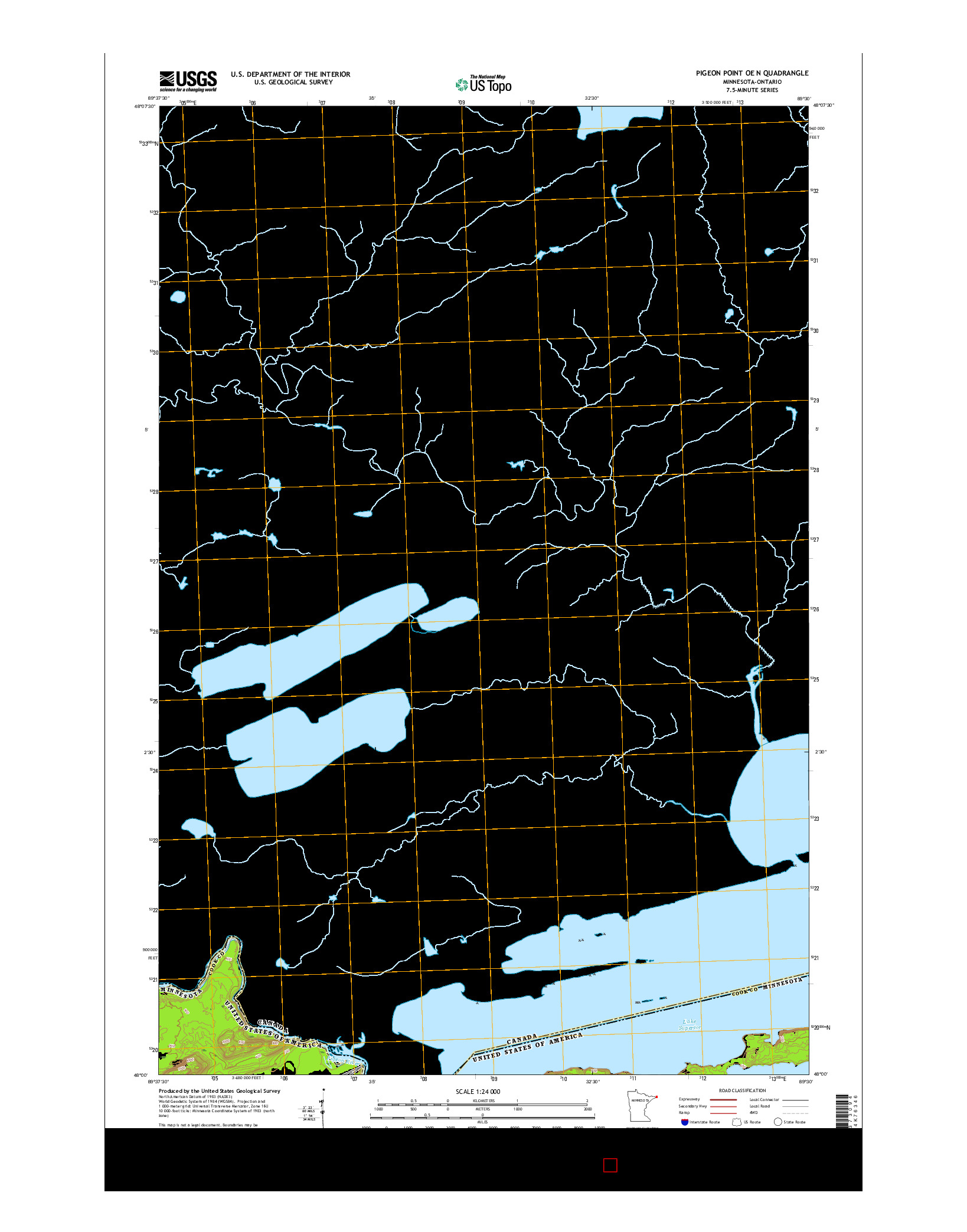 USGS US TOPO 7.5-MINUTE MAP FOR PIGEON POINT OE N, MN-ON 2016