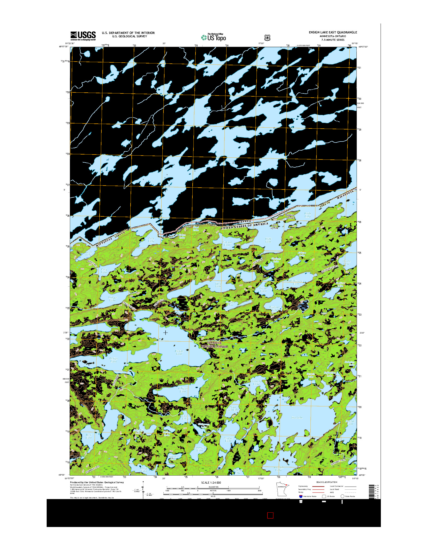 USGS US TOPO 7.5-MINUTE MAP FOR ENSIGN LAKE EAST, MN-ON 2016