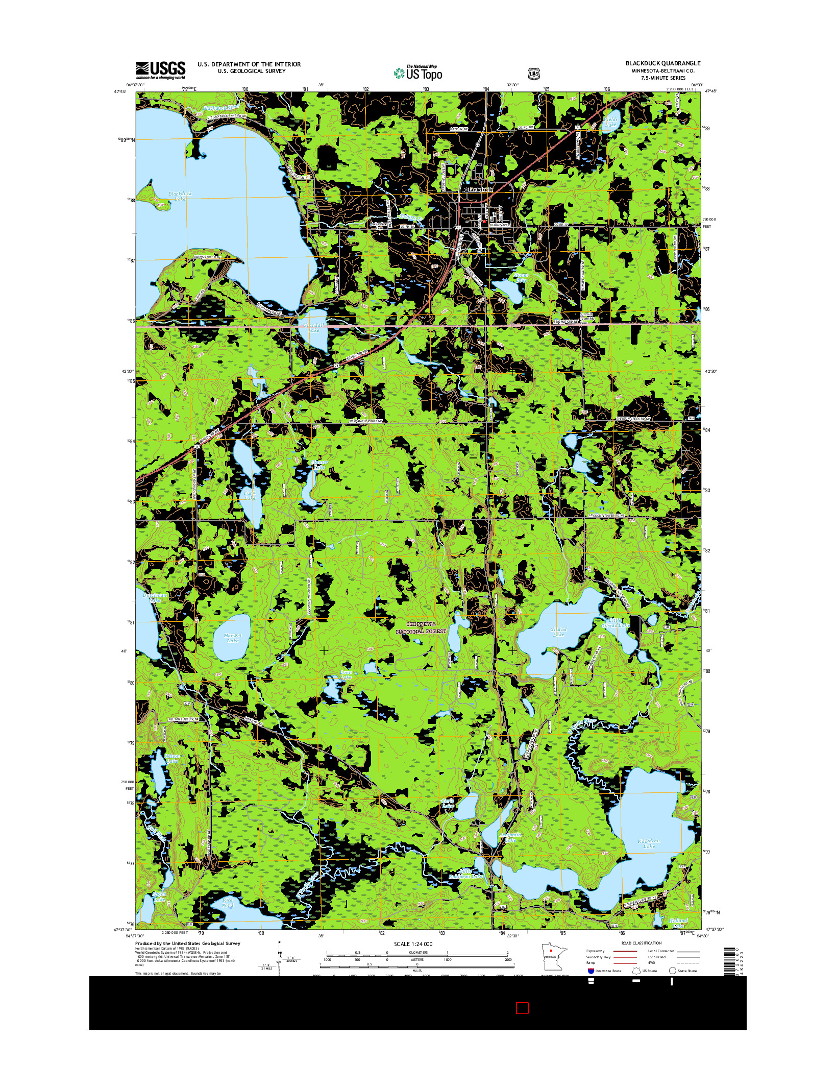 USGS US TOPO 7.5-MINUTE MAP FOR BLACKDUCK, MN 2016