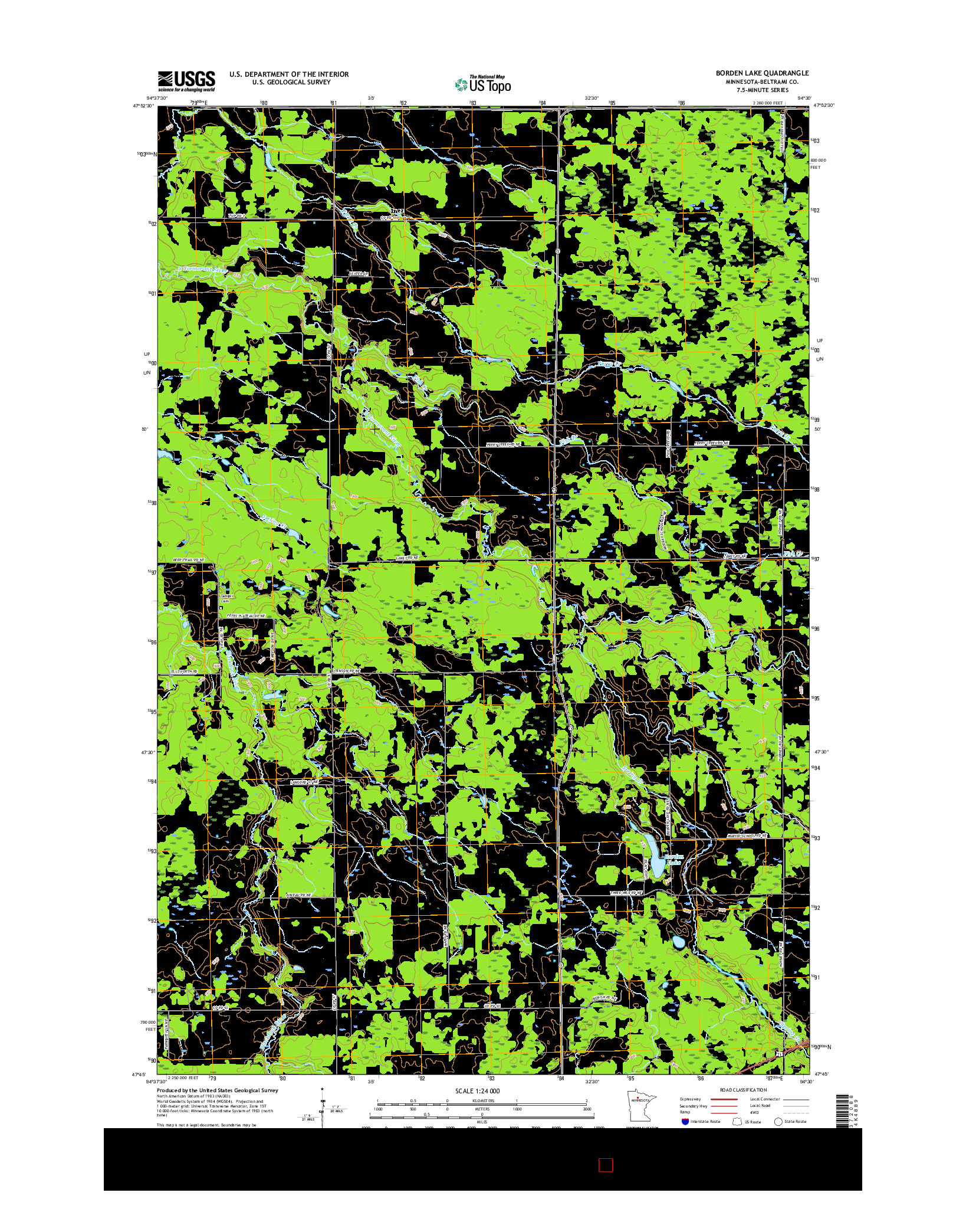 USGS US TOPO 7.5-MINUTE MAP FOR BORDEN LAKE, MN 2016