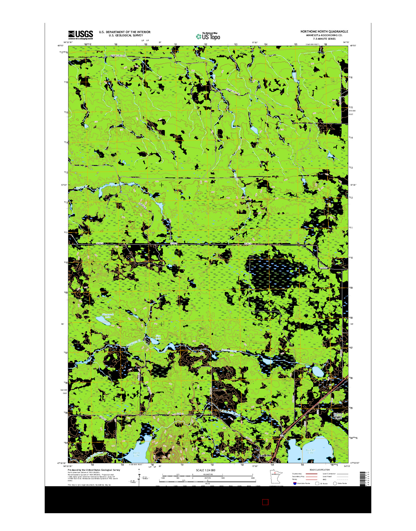 USGS US TOPO 7.5-MINUTE MAP FOR NORTHOME NORTH, MN 2016