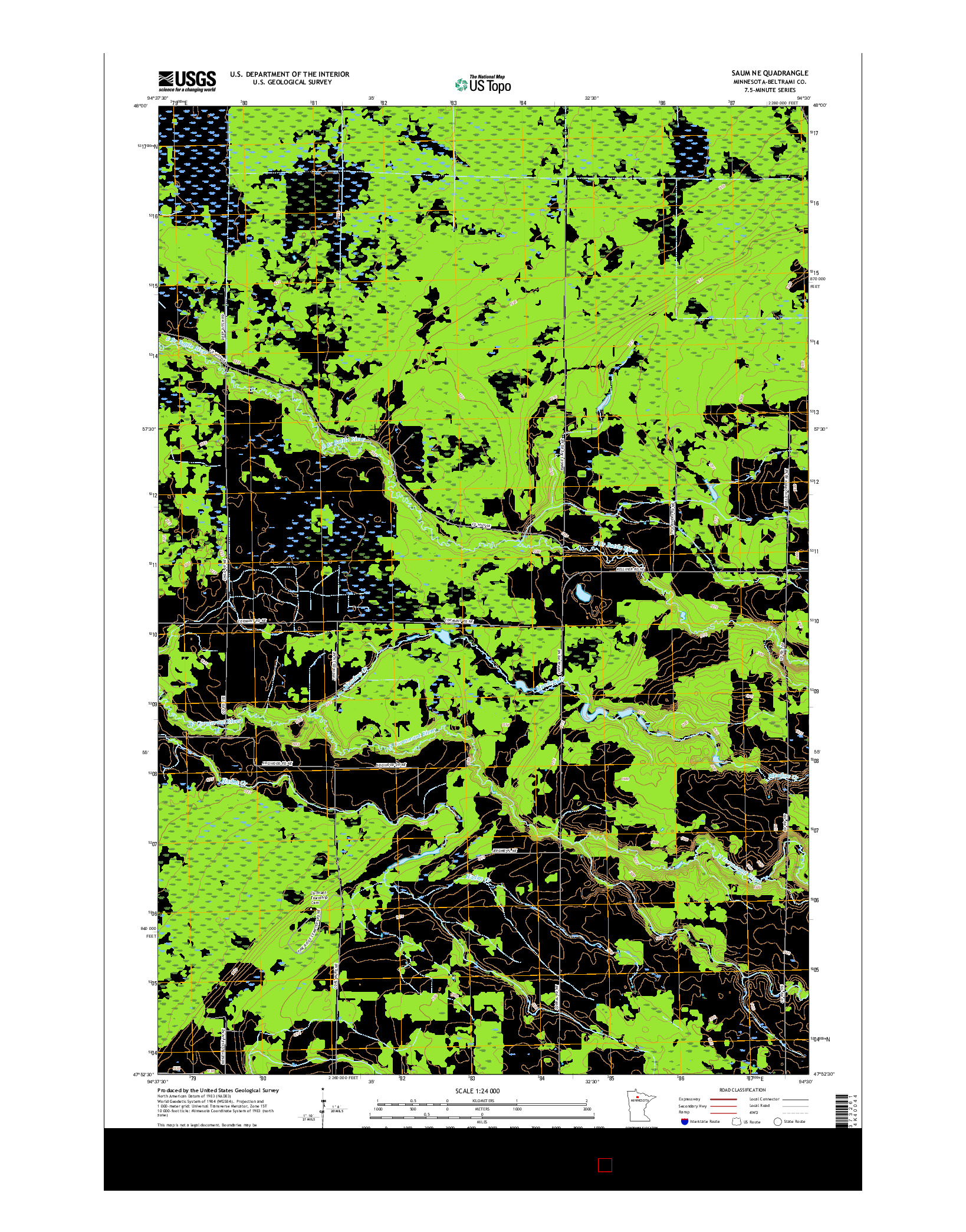 USGS US TOPO 7.5-MINUTE MAP FOR SAUM NE, MN 2016