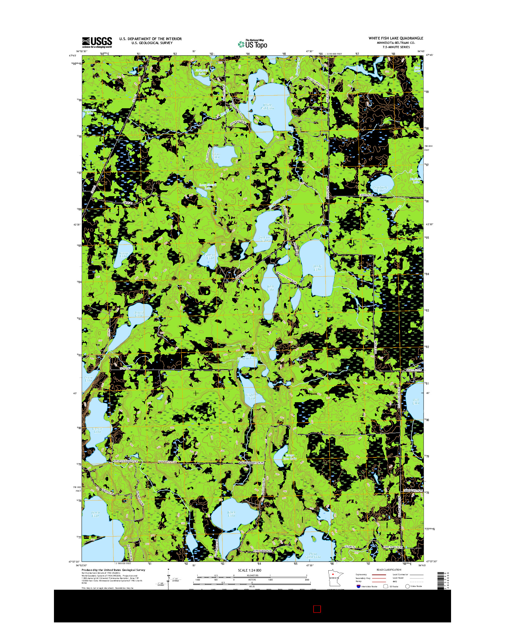 USGS US TOPO 7.5-MINUTE MAP FOR WHITE FISH LAKE, MN 2016