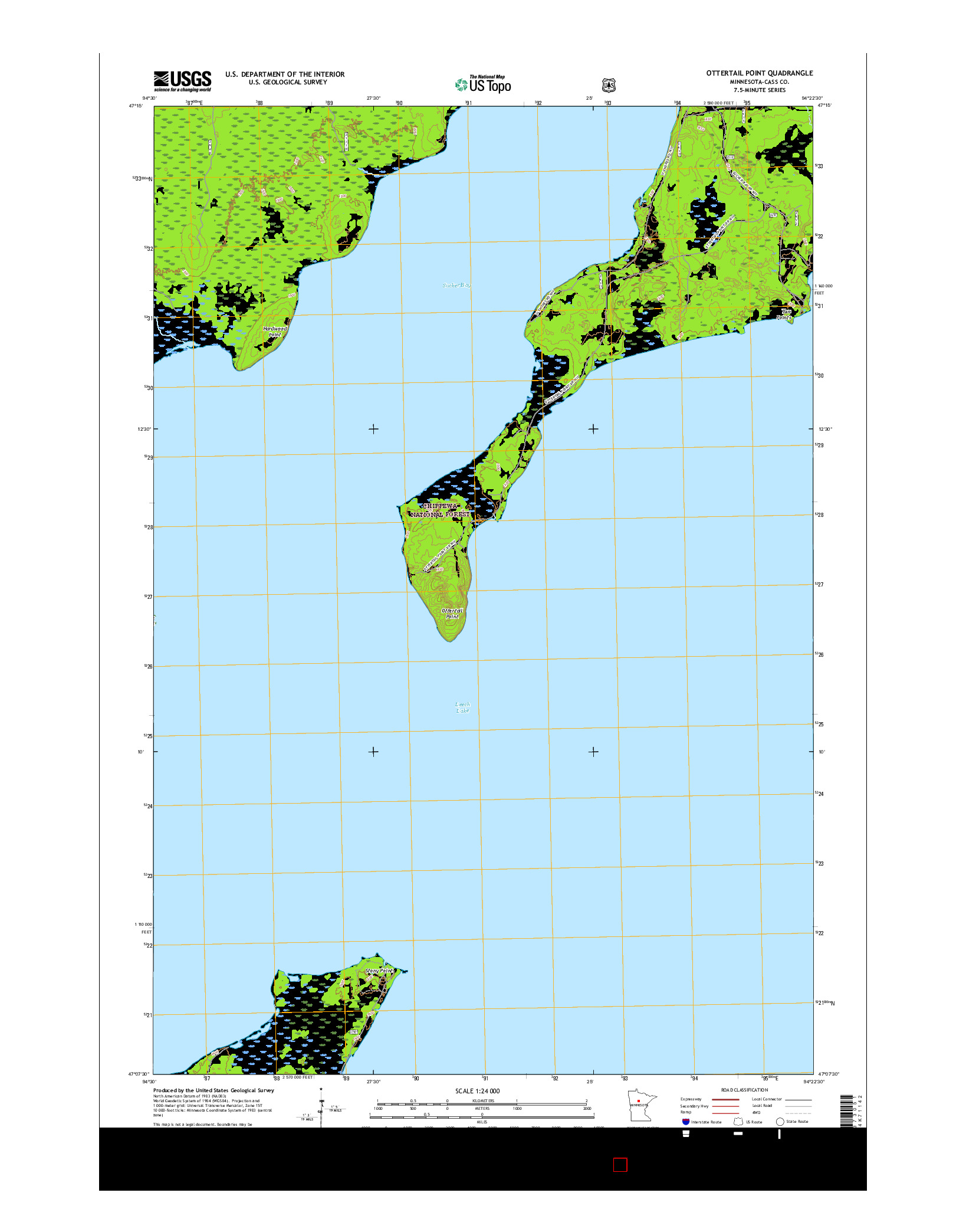 USGS US TOPO 7.5-MINUTE MAP FOR OTTERTAIL POINT, MN 2016