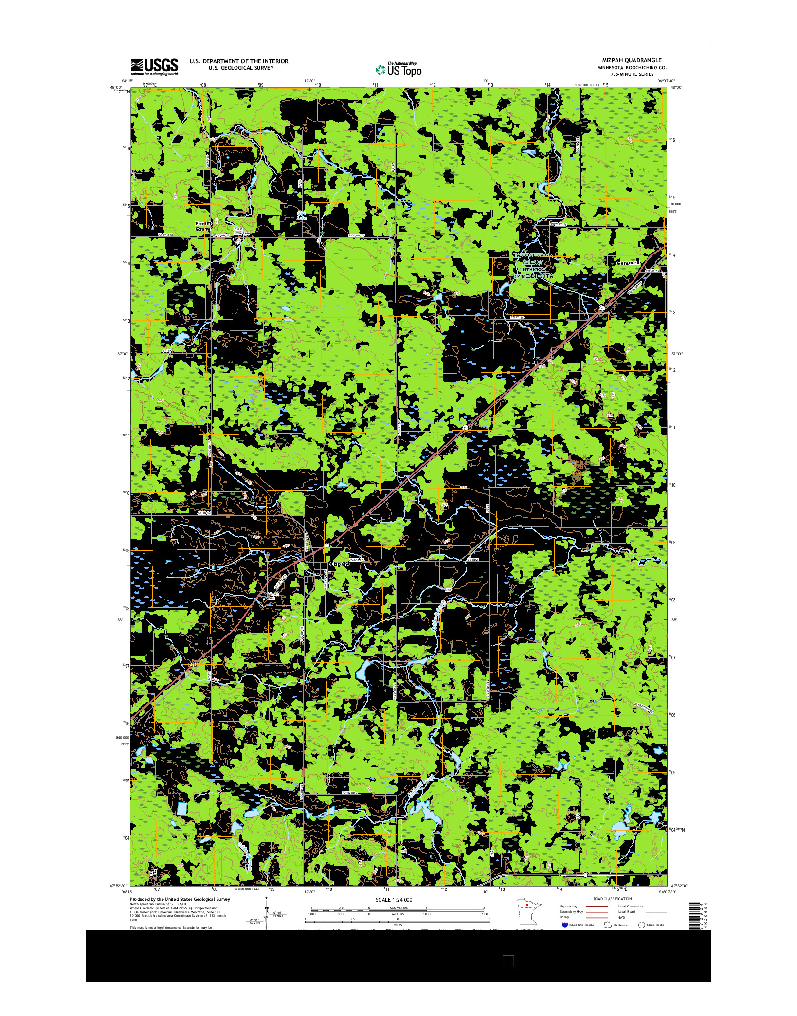 USGS US TOPO 7.5-MINUTE MAP FOR MIZPAH, MN 2016