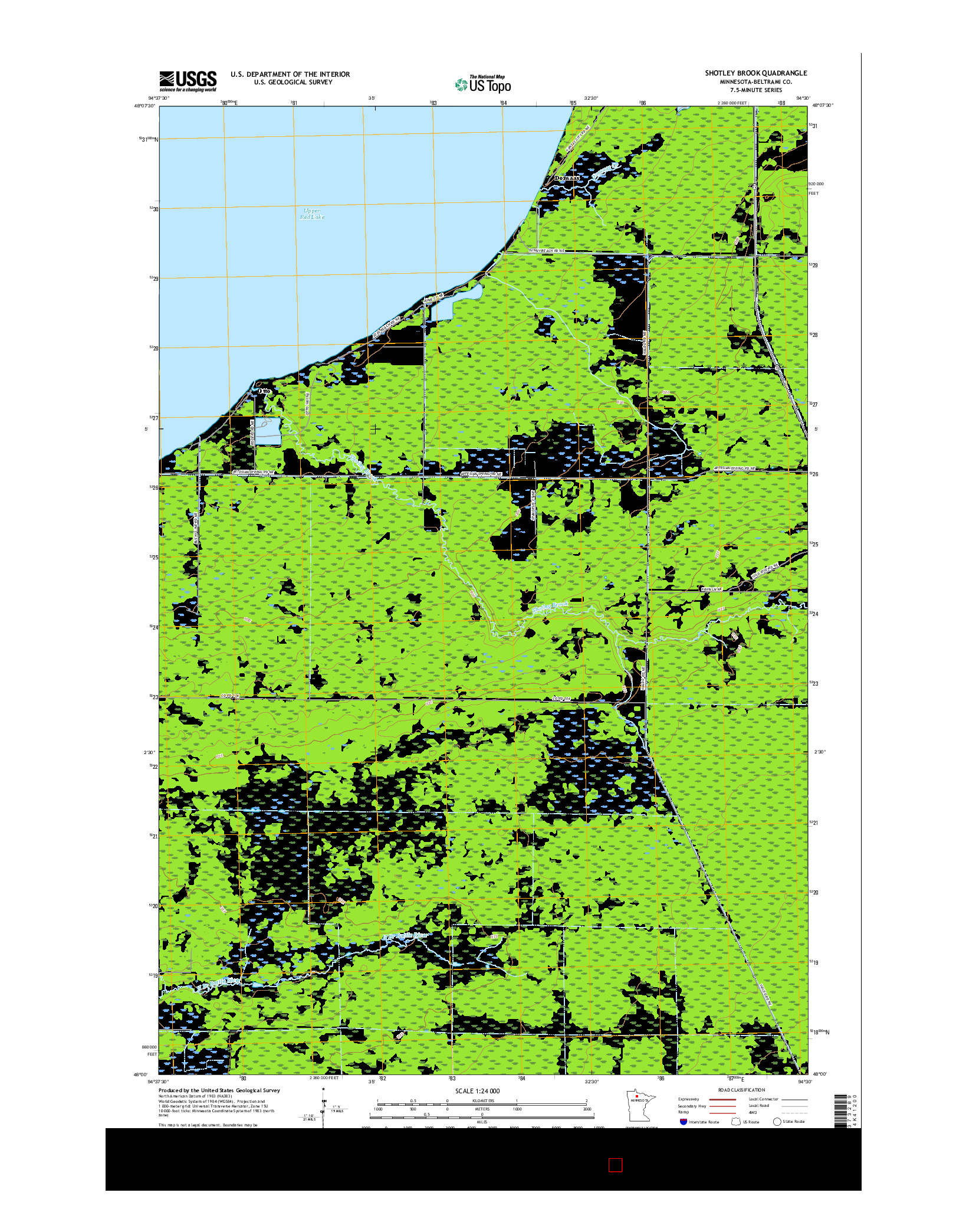 USGS US TOPO 7.5-MINUTE MAP FOR SHOTLEY BROOK, MN 2016