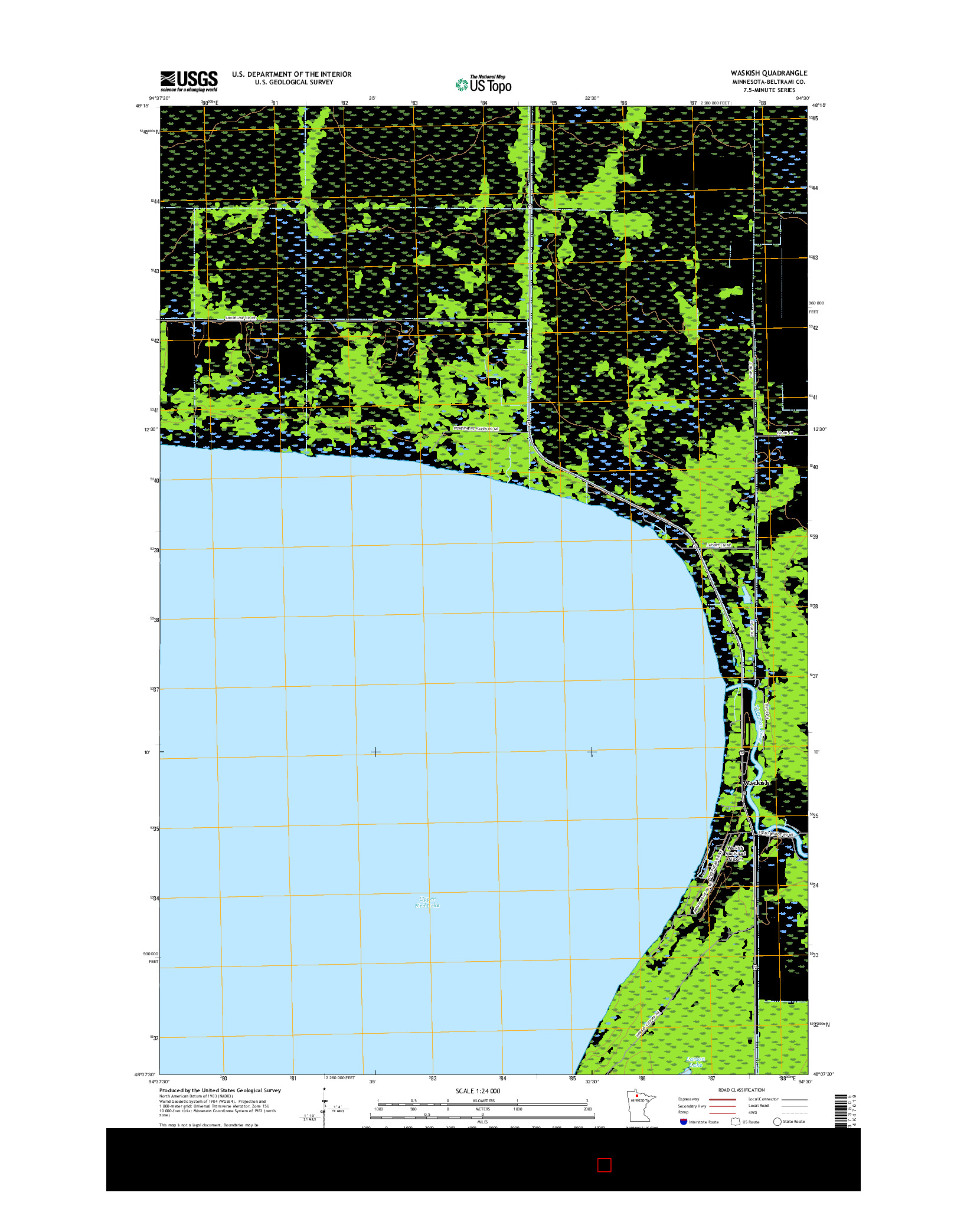 USGS US TOPO 7.5-MINUTE MAP FOR WASKISH, MN 2016