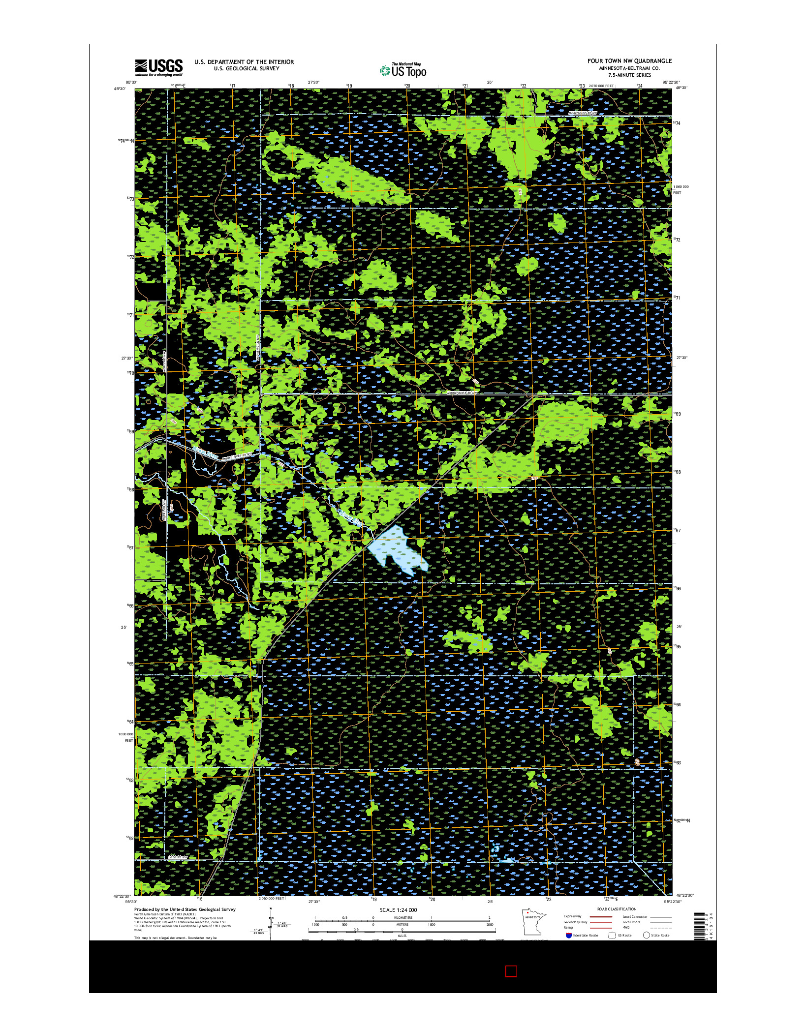 USGS US TOPO 7.5-MINUTE MAP FOR FOUR TOWN NW, MN 2016