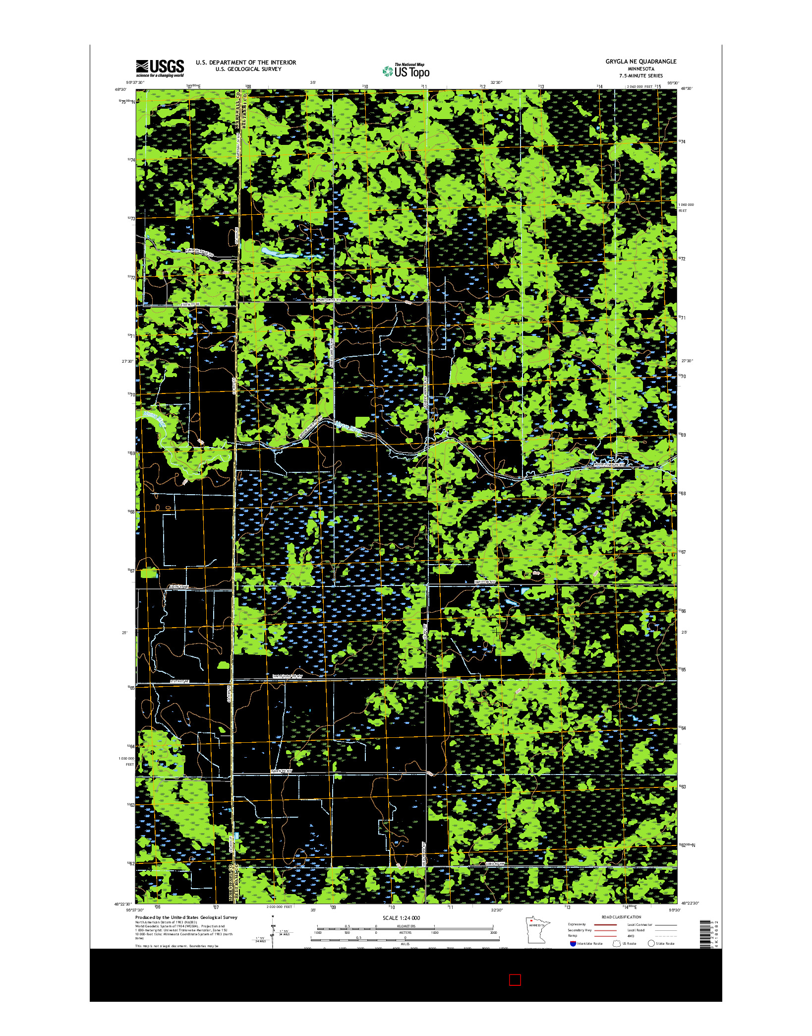 USGS US TOPO 7.5-MINUTE MAP FOR GRYGLA NE, MN 2016