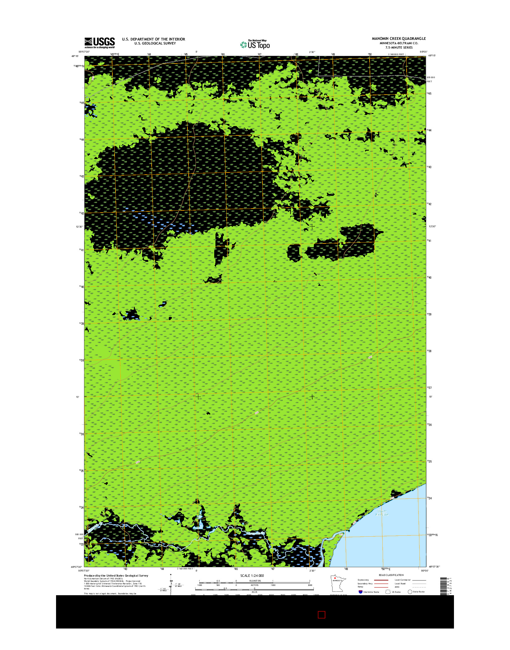 USGS US TOPO 7.5-MINUTE MAP FOR MANOMIN CREEK, MN 2016