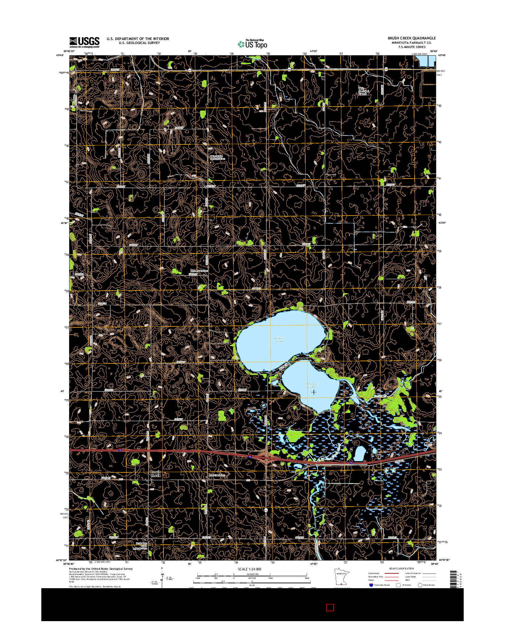 USGS US TOPO 7.5-MINUTE MAP FOR BRUSH CREEK, MN 2016