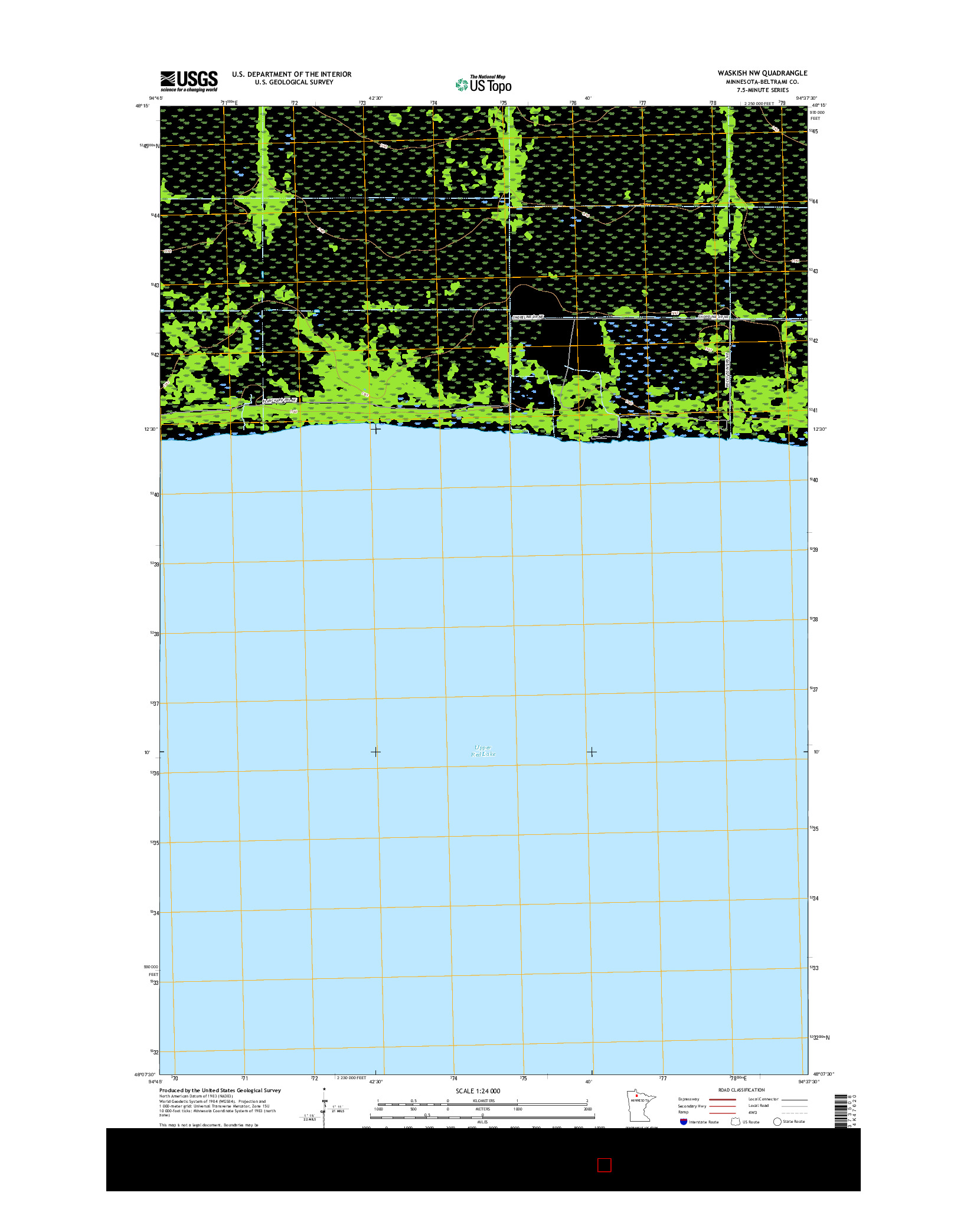 USGS US TOPO 7.5-MINUTE MAP FOR WASKISH NW, MN 2016