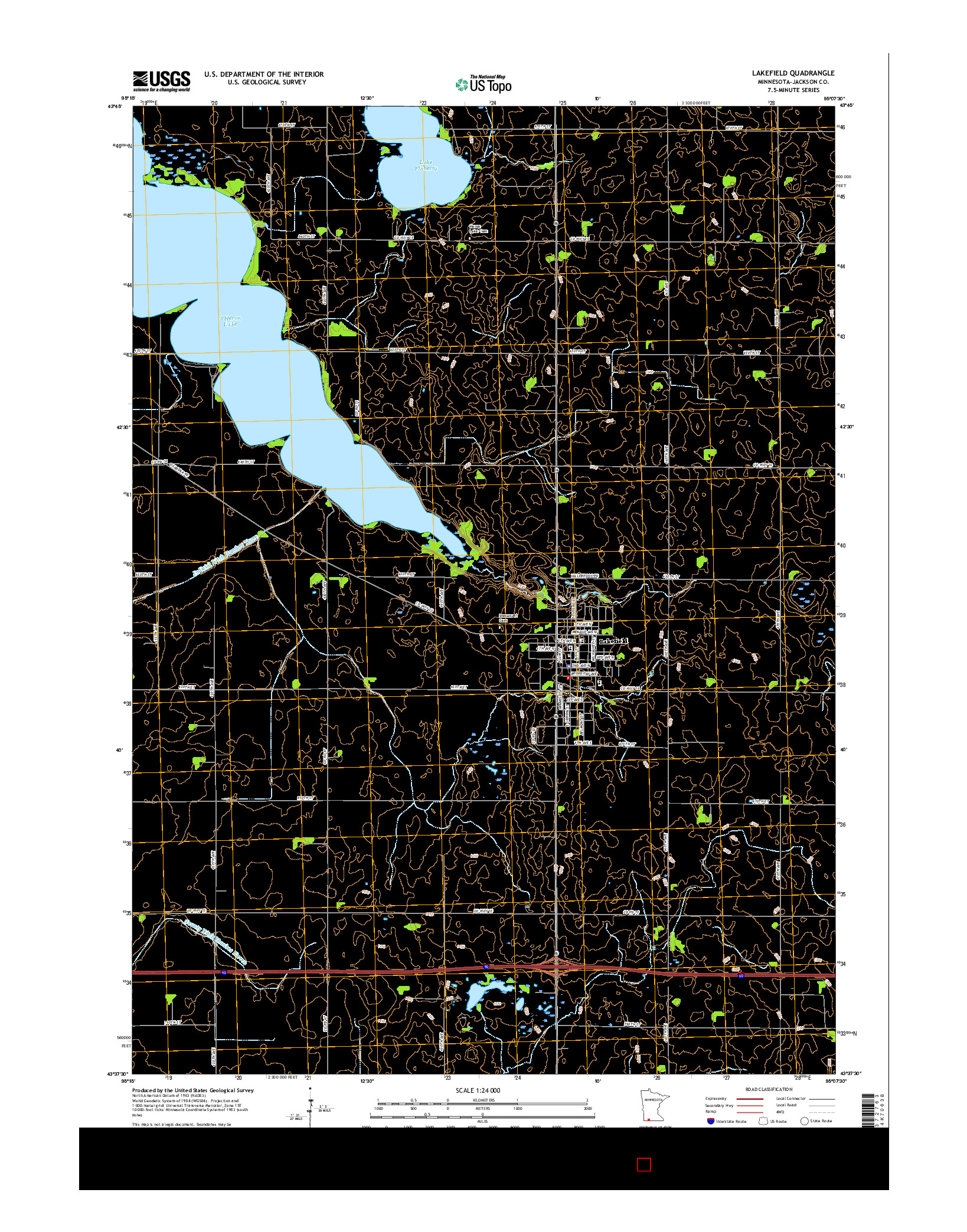 USGS US TOPO 7.5-MINUTE MAP FOR LAKEFIELD, MN 2016