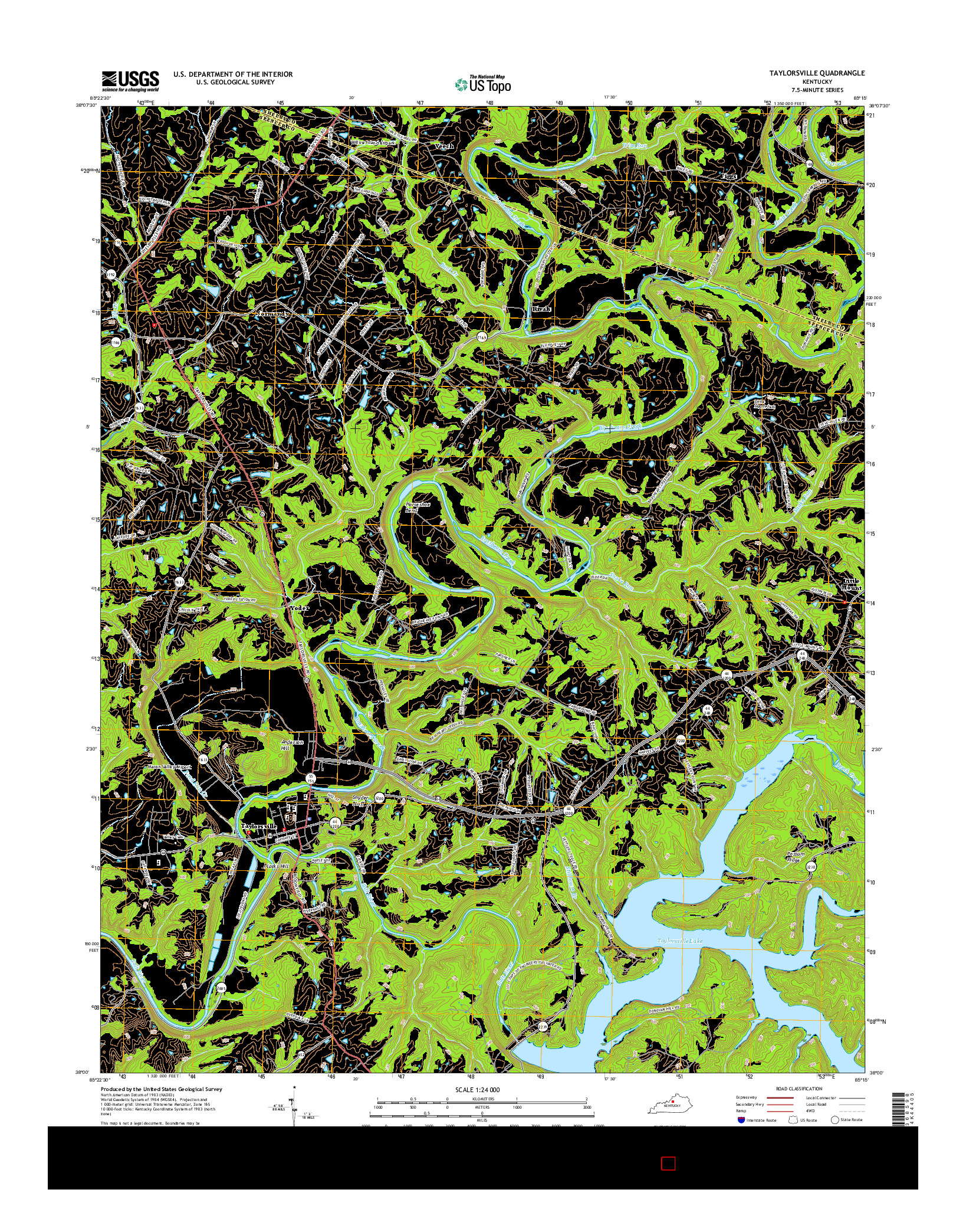 USGS US TOPO 7.5-MINUTE MAP FOR TAYLORSVILLE, KY 2016