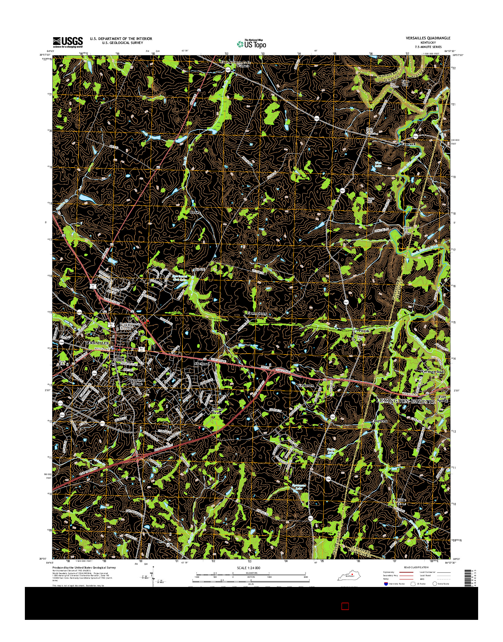 USGS US TOPO 7.5-MINUTE MAP FOR VERSAILLES, KY 2016