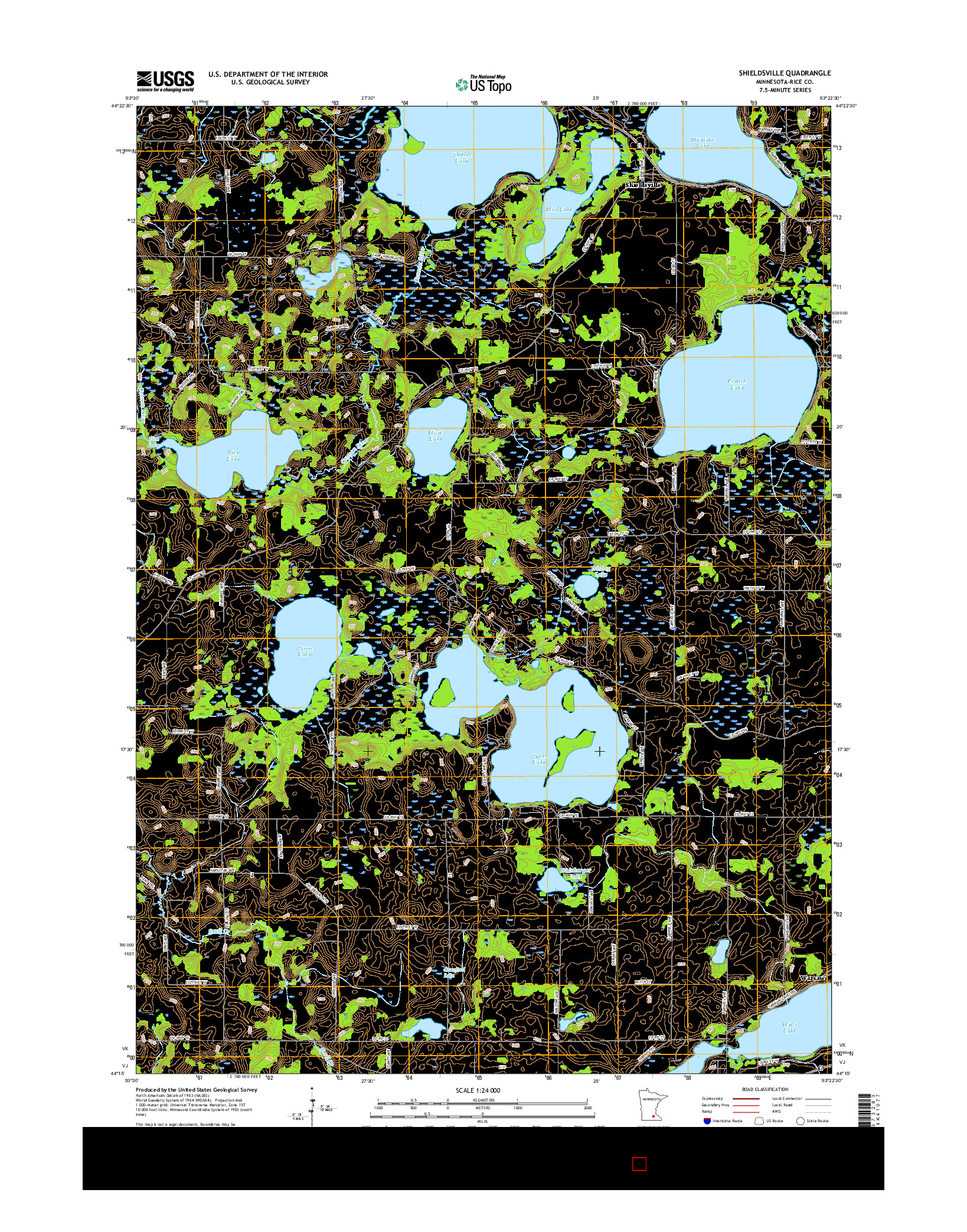 USGS US TOPO 7.5-MINUTE MAP FOR SHIELDSVILLE, MN 2016