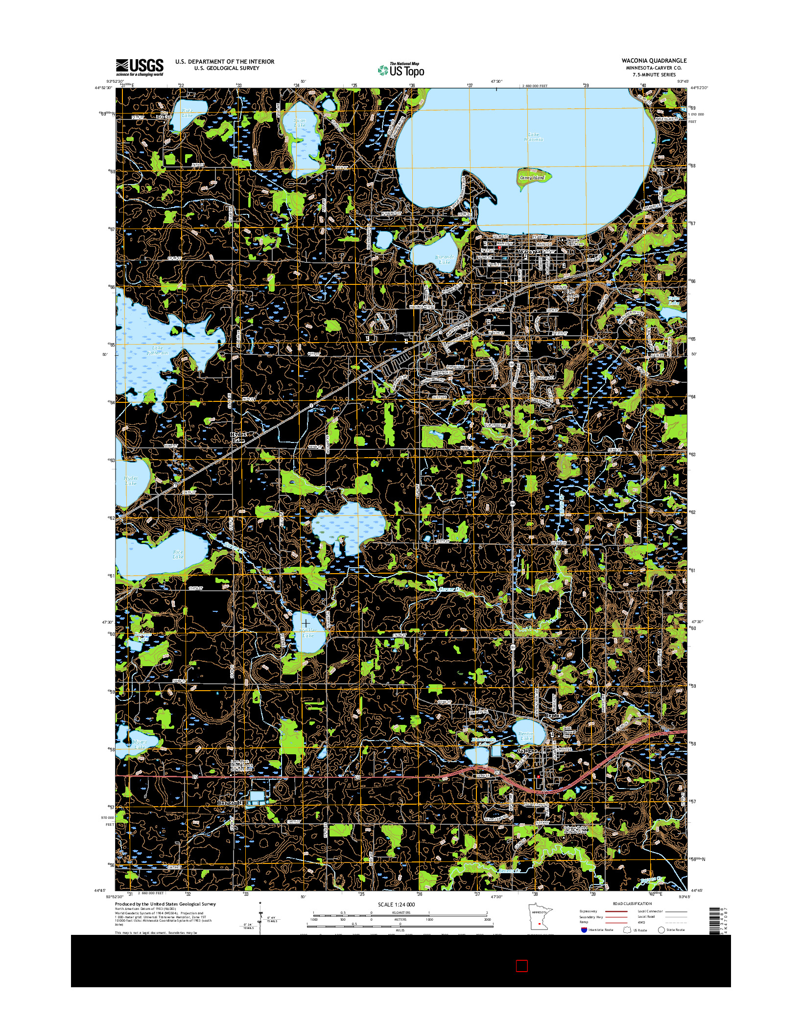 USGS US TOPO 7.5-MINUTE MAP FOR WACONIA, MN 2016