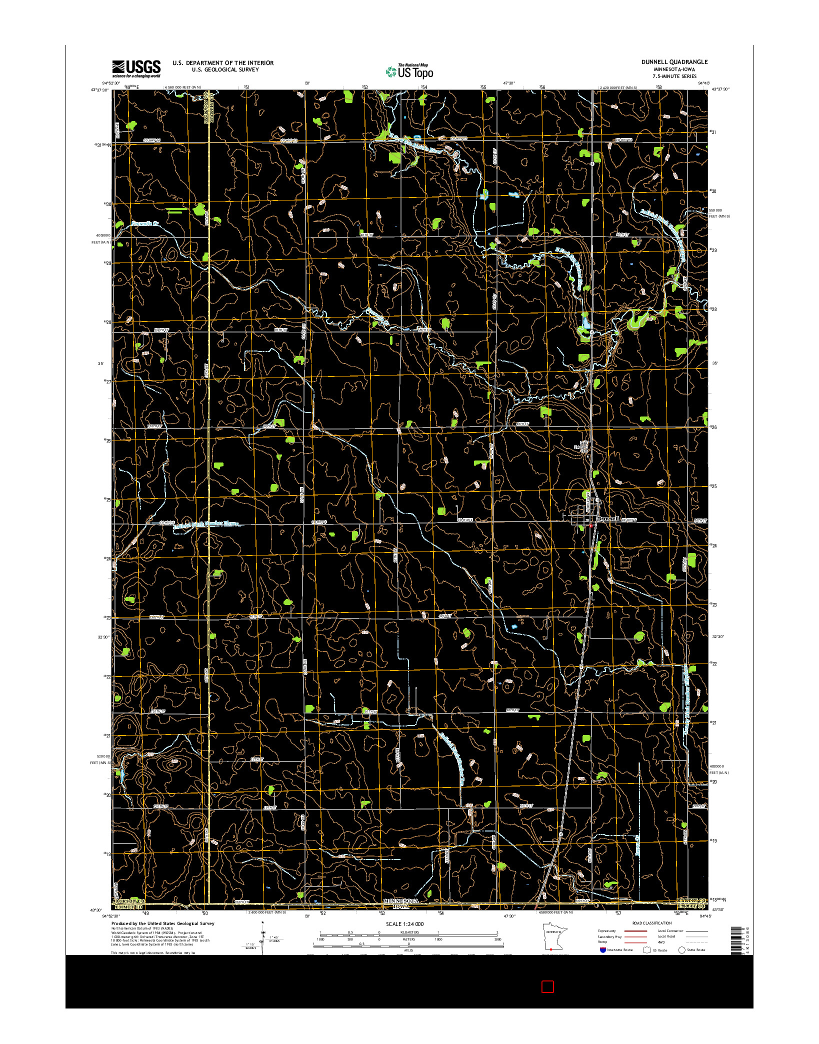 USGS US TOPO 7.5-MINUTE MAP FOR DUNNELL, MN-IA 2016