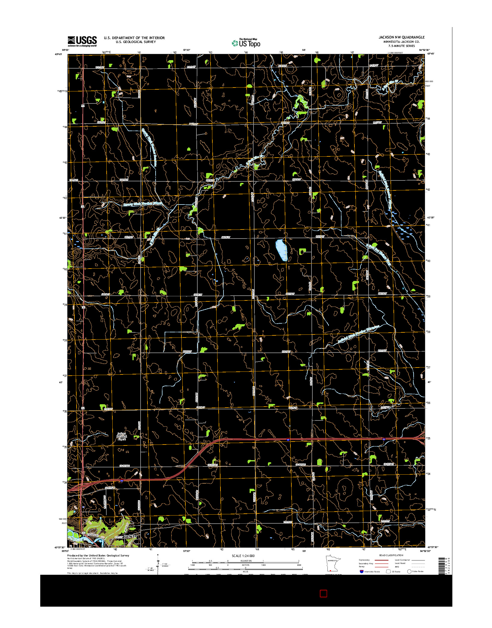 USGS US TOPO 7.5-MINUTE MAP FOR JACKSON NW, MN 2016