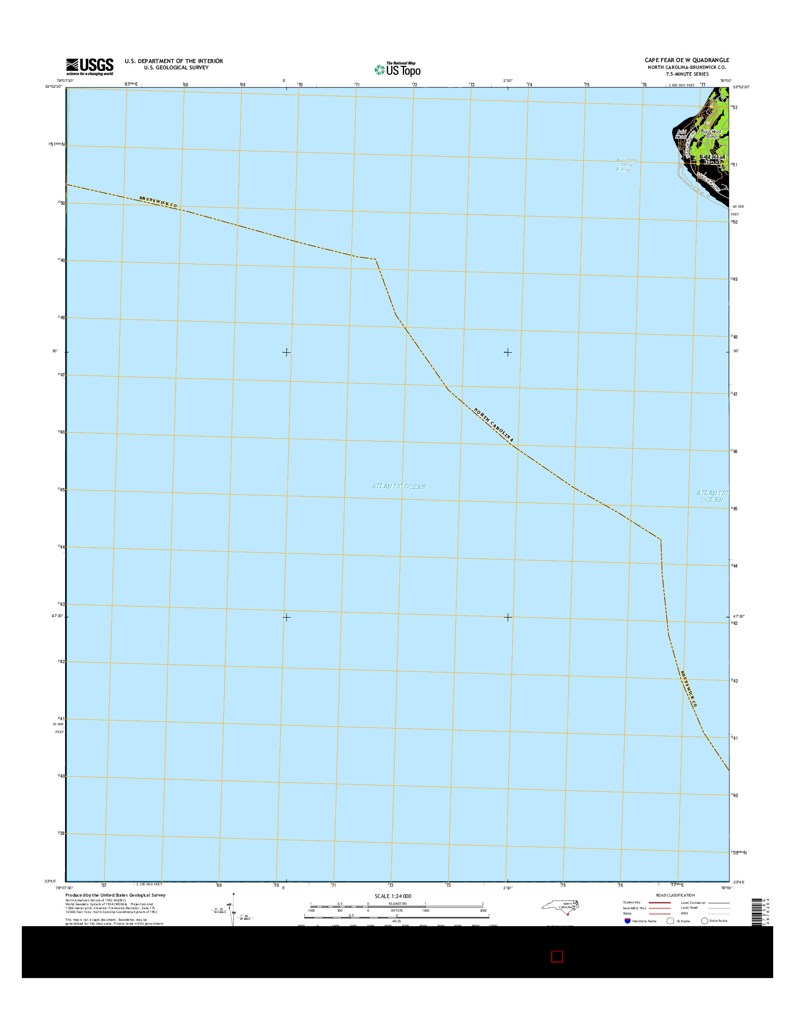 USGS US TOPO 7.5-MINUTE MAP FOR CAPE FEAR OE W, NC 2016