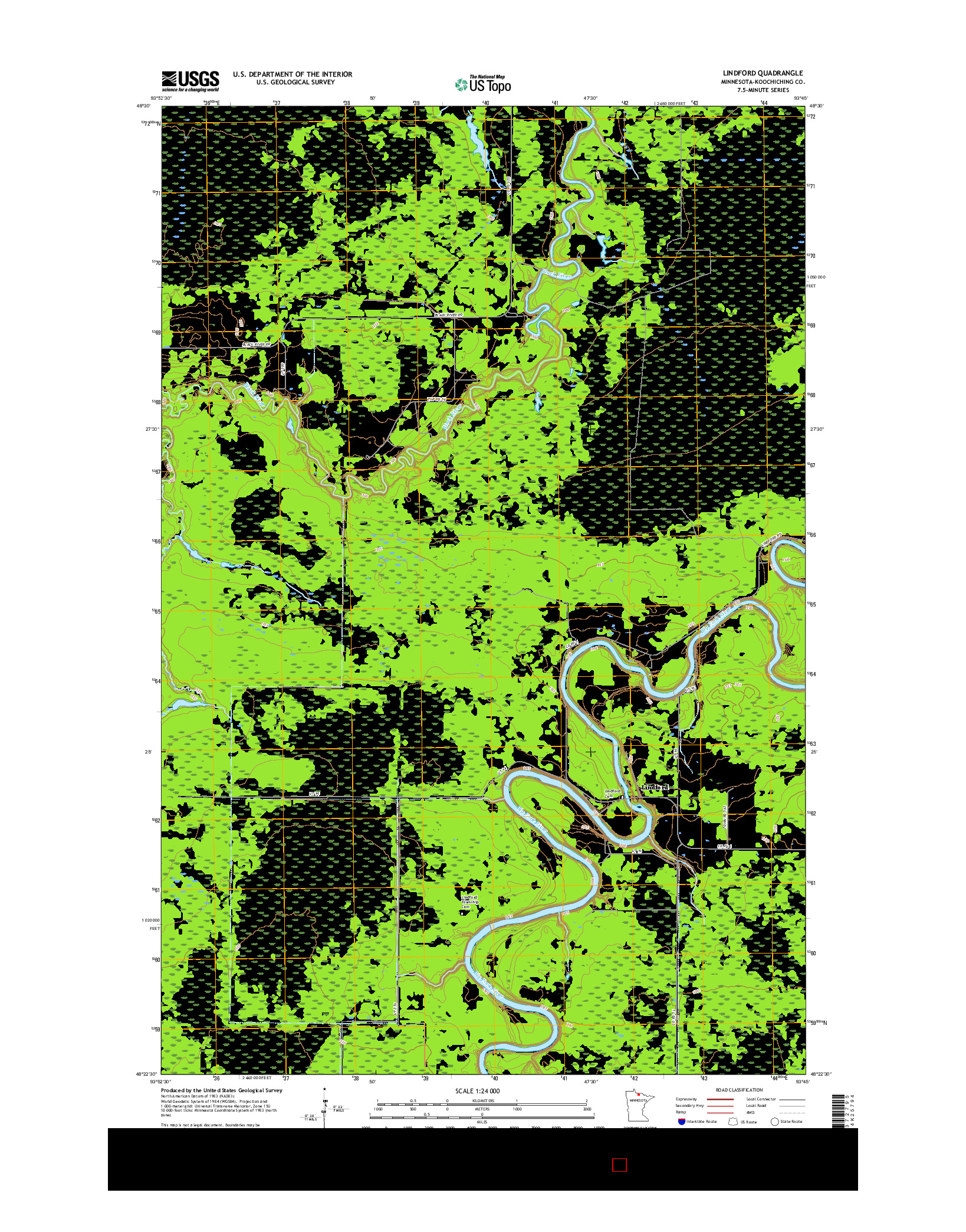 USGS US TOPO 7.5-MINUTE MAP FOR LINDFORD, MN 2016