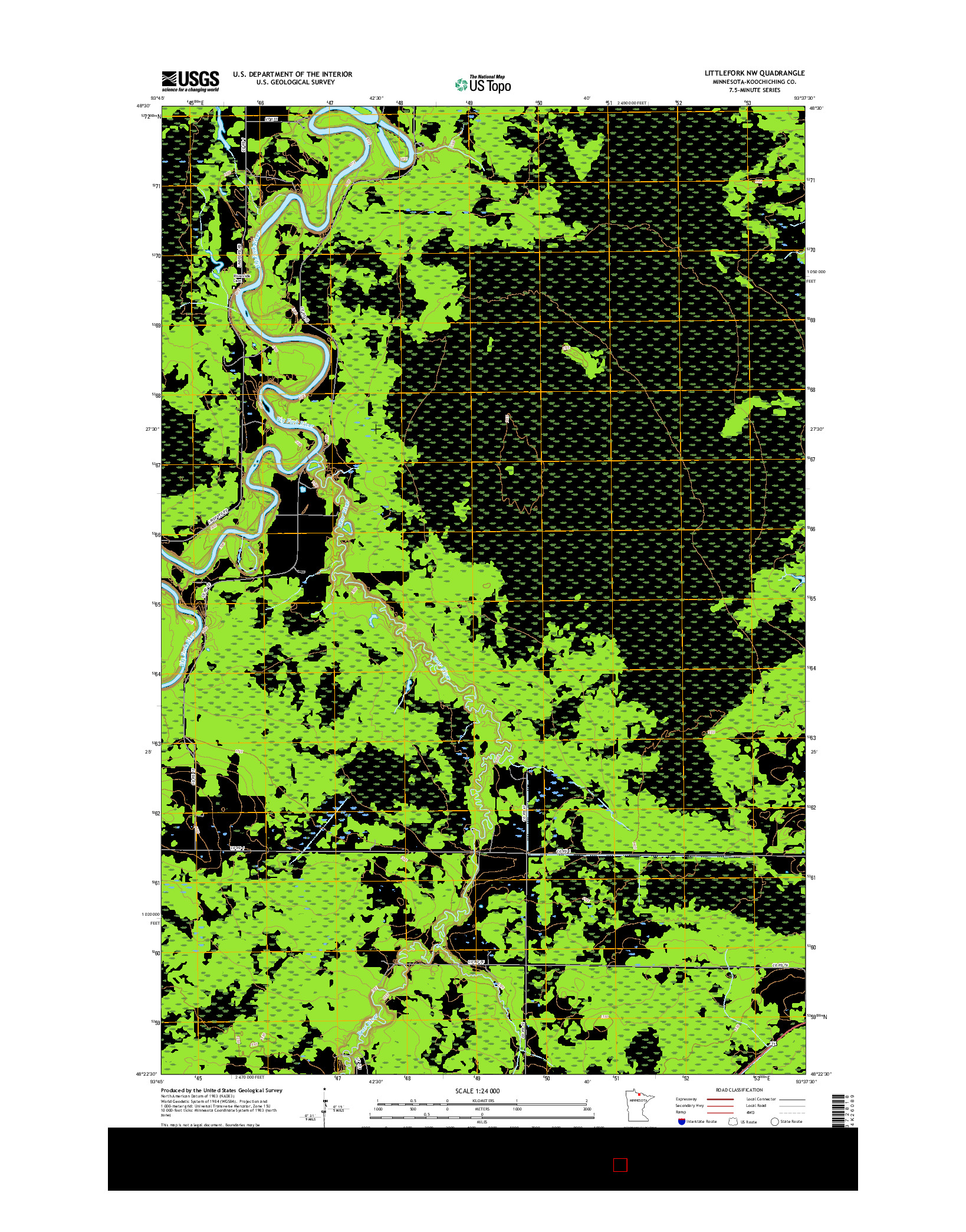 USGS US TOPO 7.5-MINUTE MAP FOR LITTLEFORK NW, MN 2016