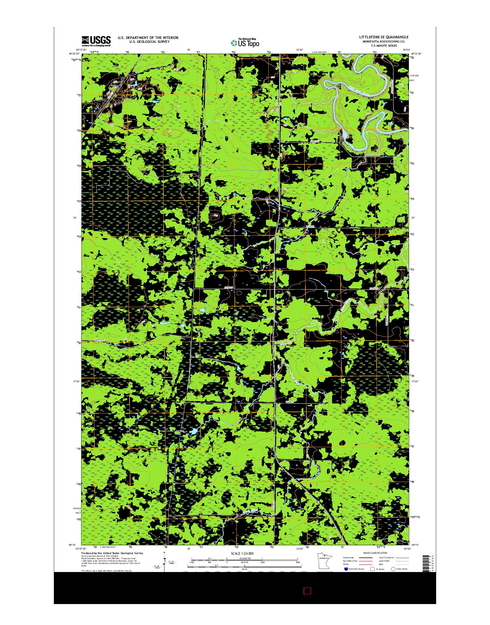 USGS US TOPO 7.5-MINUTE MAP FOR LITTLEFORK SE, MN 2016