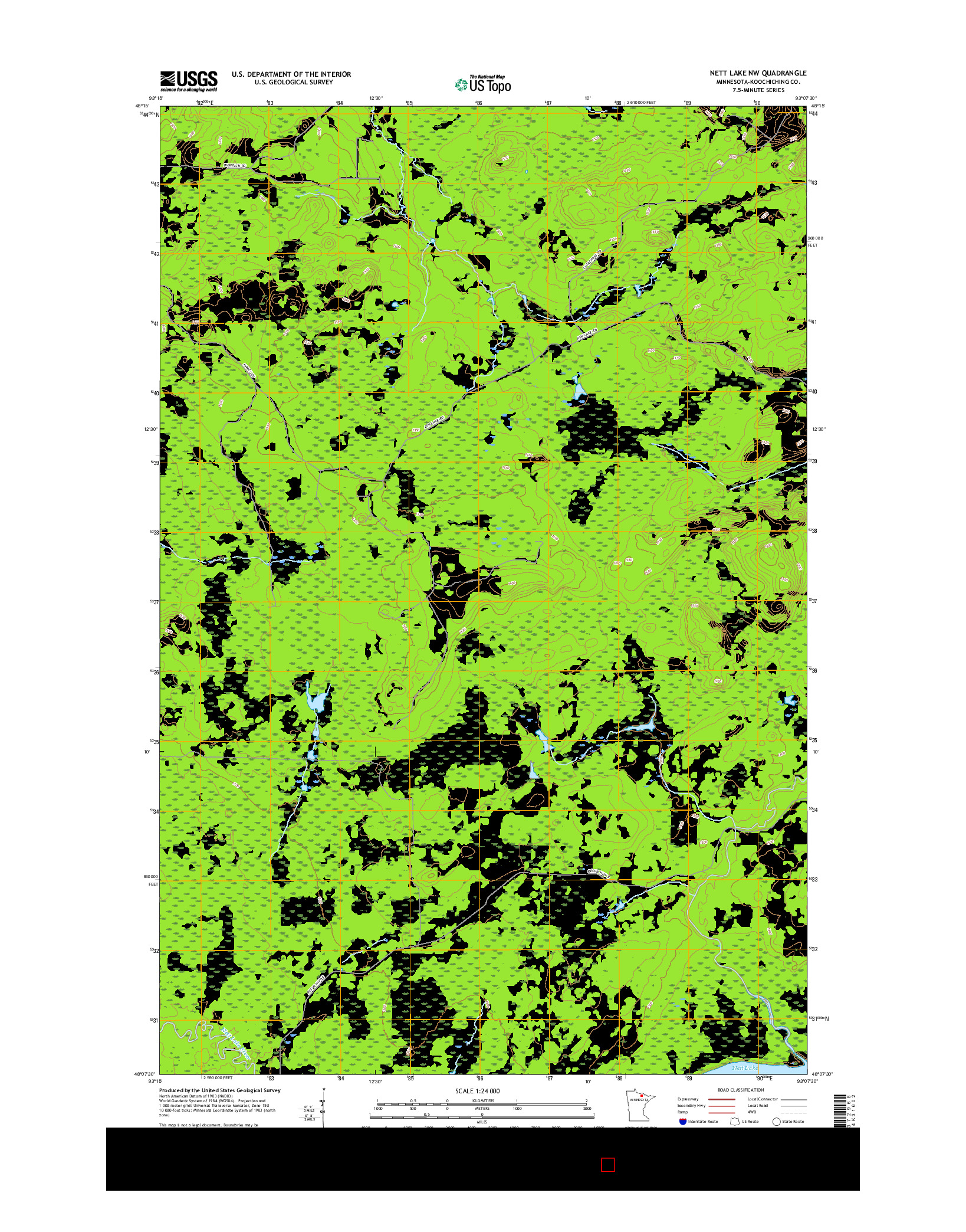 USGS US TOPO 7.5-MINUTE MAP FOR NETT LAKE NW, MN 2016