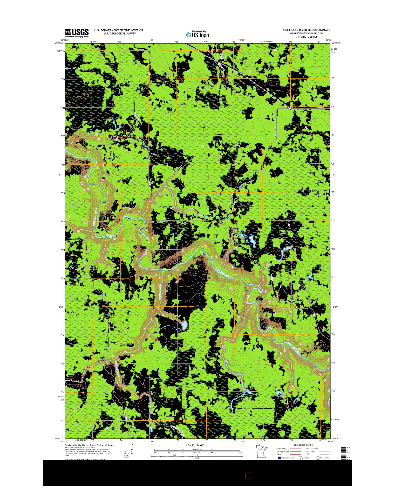 USGS US TOPO 7.5-MINUTE MAP FOR NETT LAKE RIVER SE, MN 2016