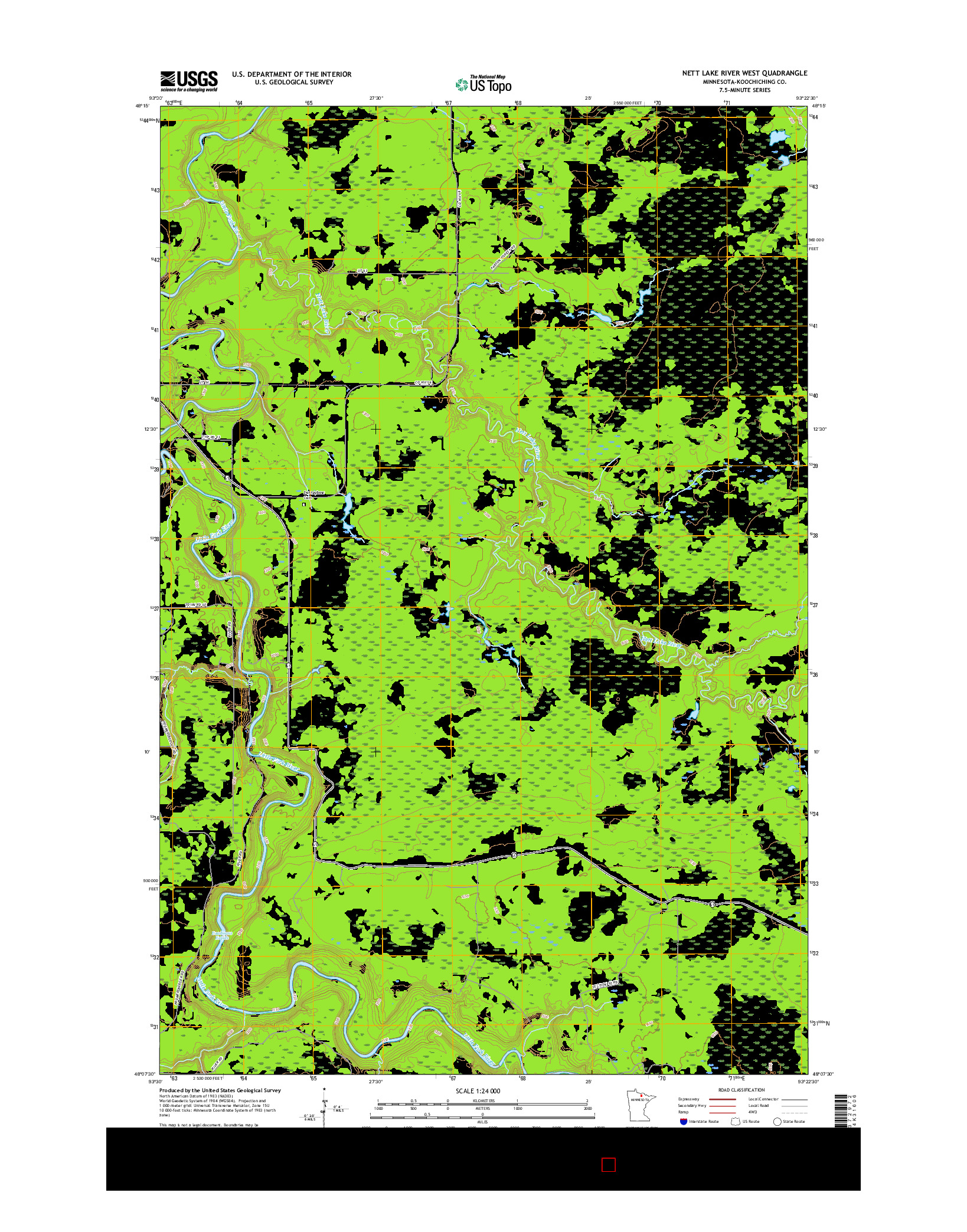 USGS US TOPO 7.5-MINUTE MAP FOR NETT LAKE RIVER WEST, MN 2016