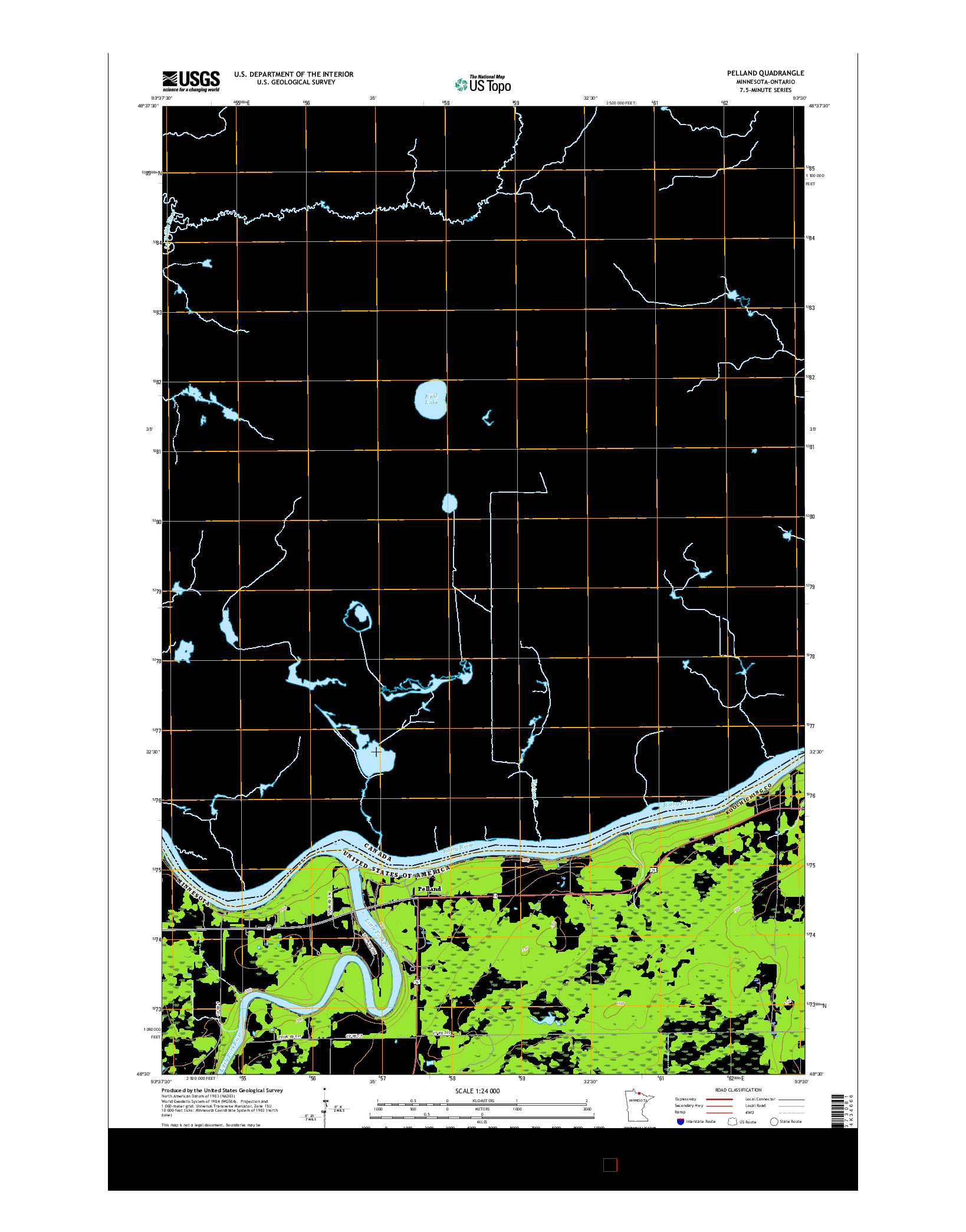 USGS US TOPO 7.5-MINUTE MAP FOR PELLAND, MN-ON 2016