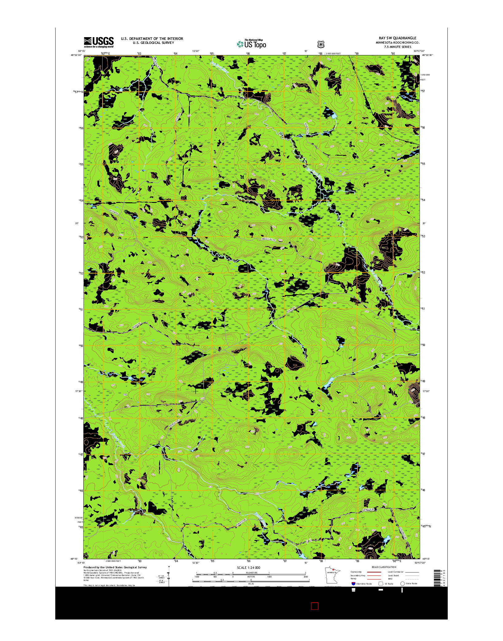 USGS US TOPO 7.5-MINUTE MAP FOR RAY SW, MN 2016