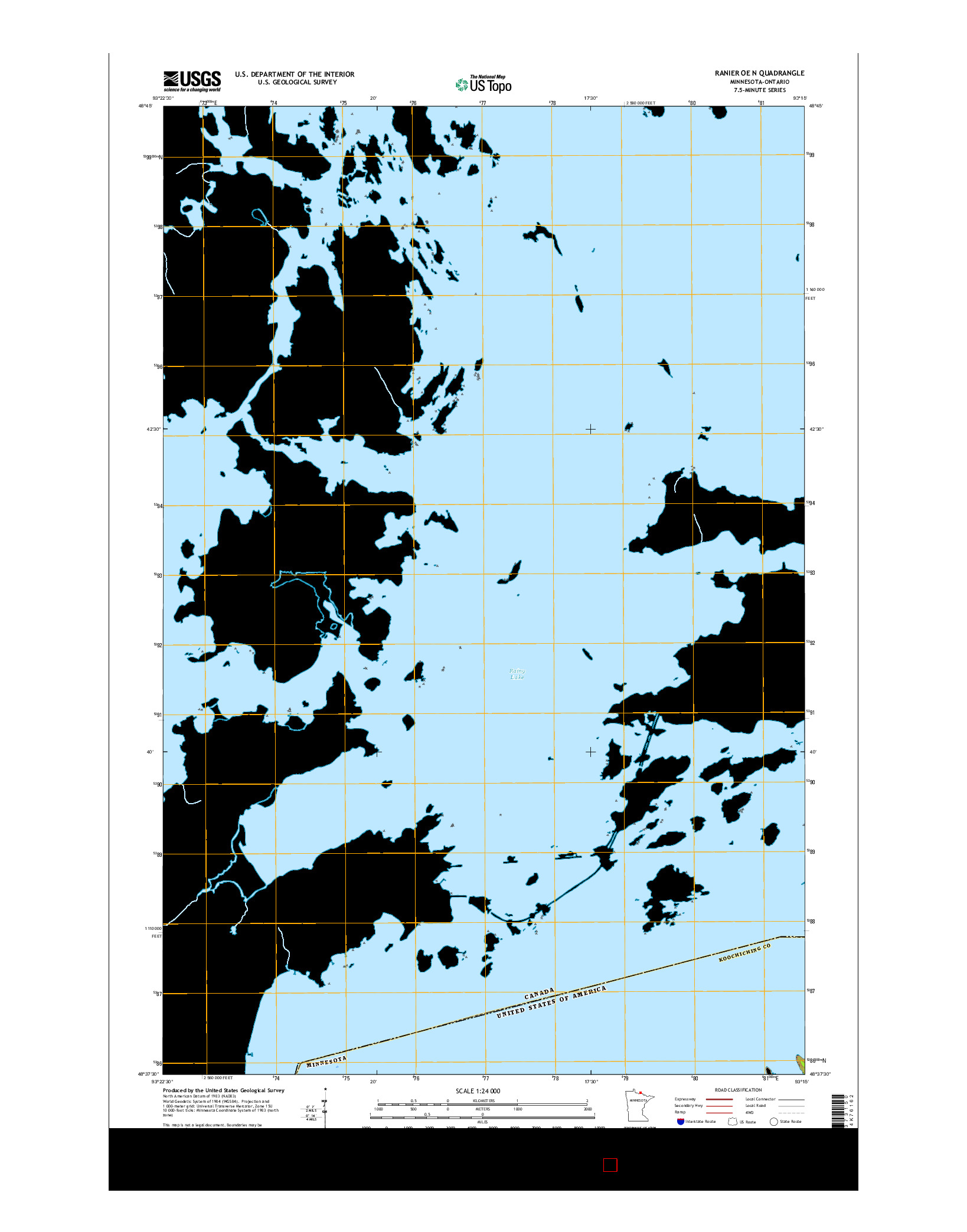 USGS US TOPO 7.5-MINUTE MAP FOR RANIER OE N, MN-ON 2016